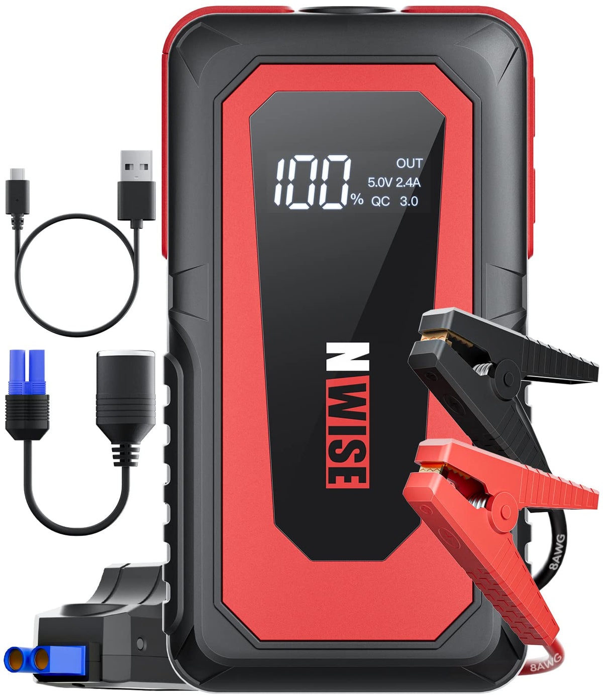 Nwise Car Jump Starter, 2000A Peak 20000Mah Portable Battery Starter (Up To 80L Gas Or 70L Diesel Engine) With Smart Safety Jump