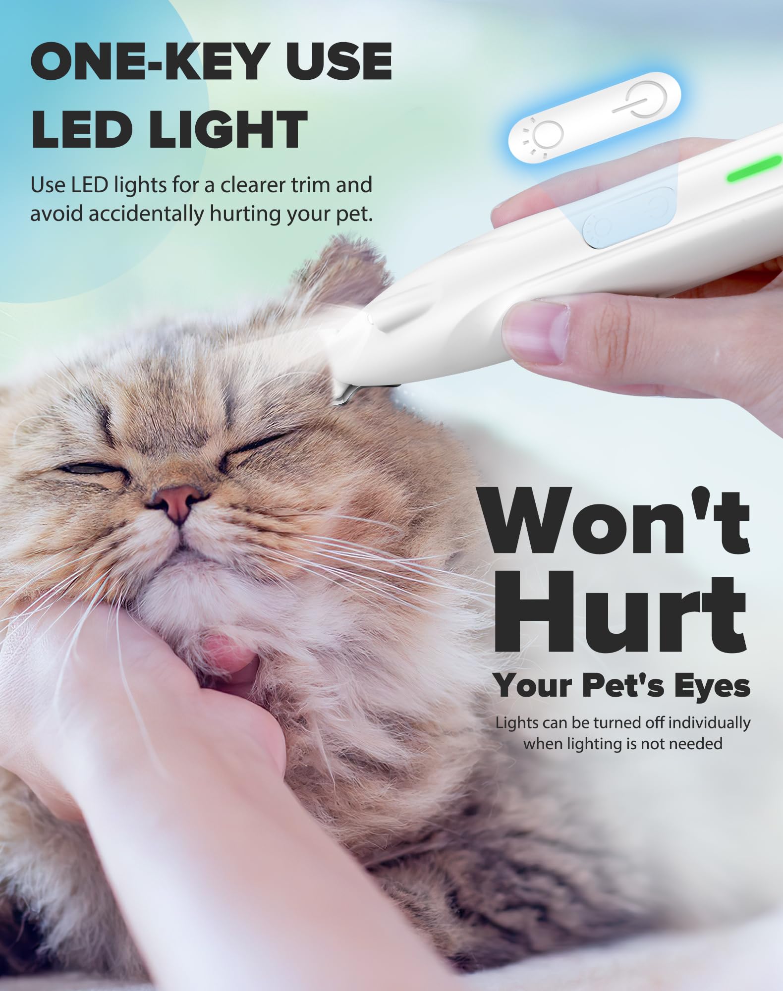 Dodiff Paw Trimmer, 2 Speed Low Noise Dog Clippers For Grooming, Cordless Rechargeable Dog Hair Trimmer With Led Light, Widen Bl