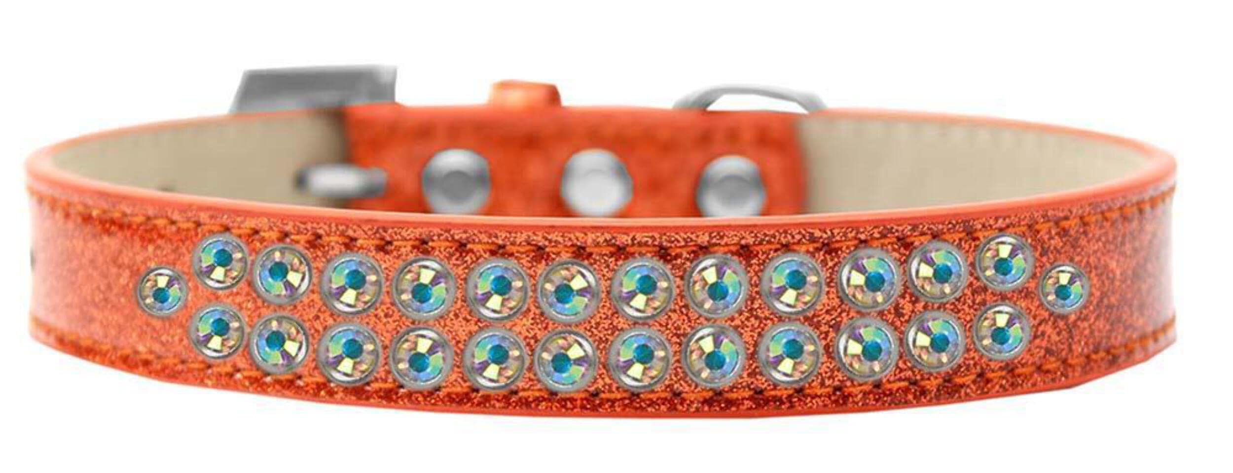 Mirage Pet Products Two Row AB Crystal Red Ice Cream Dog Collar, Size 14