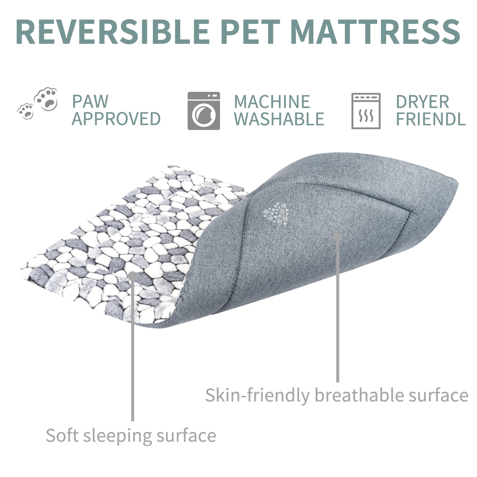 Vankean Dog Crate Pad Bed Mat Reversible (Warm & Cool), Soft Pet Sleeping Mat Dog Bed For Crate Suitable For Small To Xx-Large D