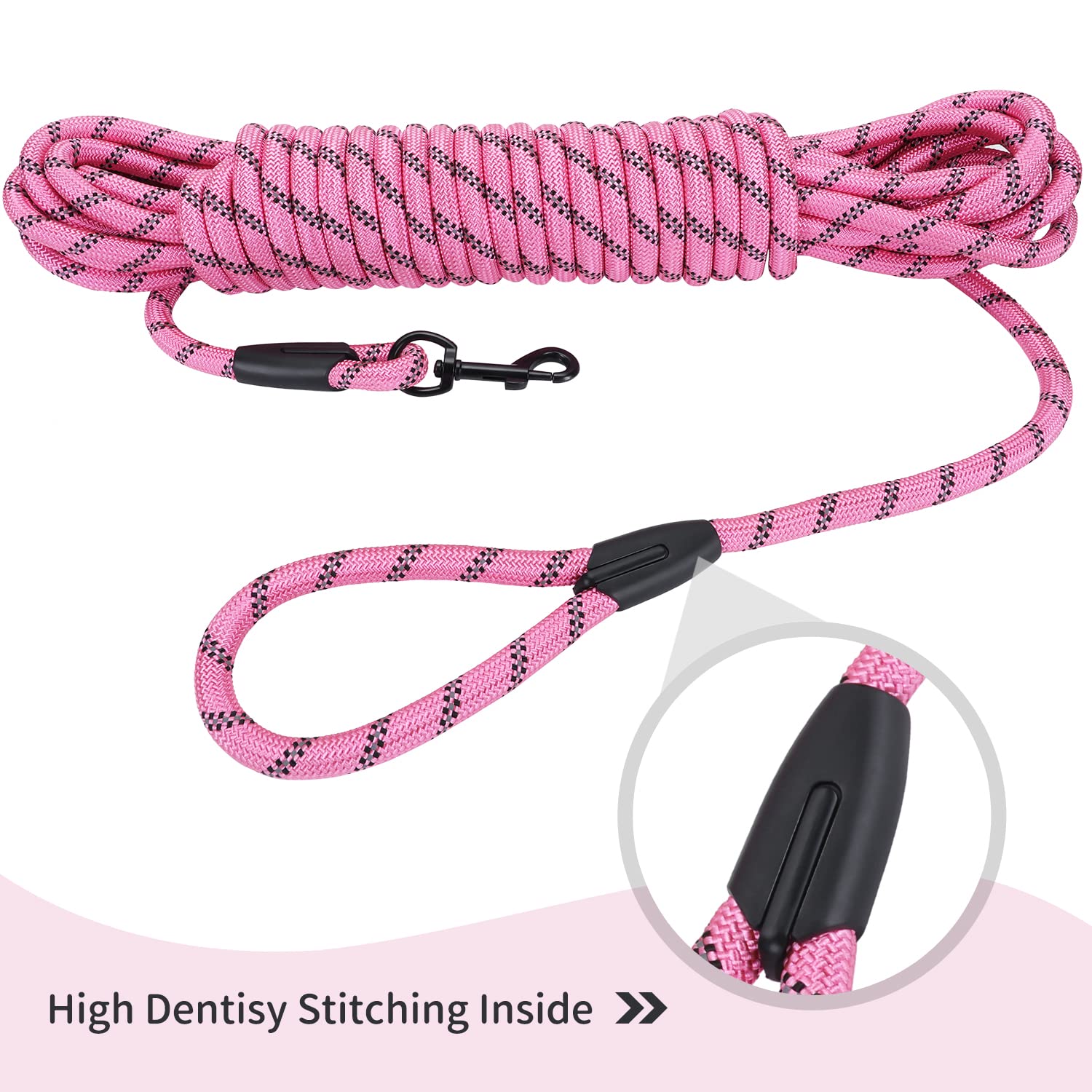Long Dog Leash For Training 15Ft-Reflective Nylon Rope With Swivel Hook-Recall Agility Lead For Large Small Medium Dogs Outside
