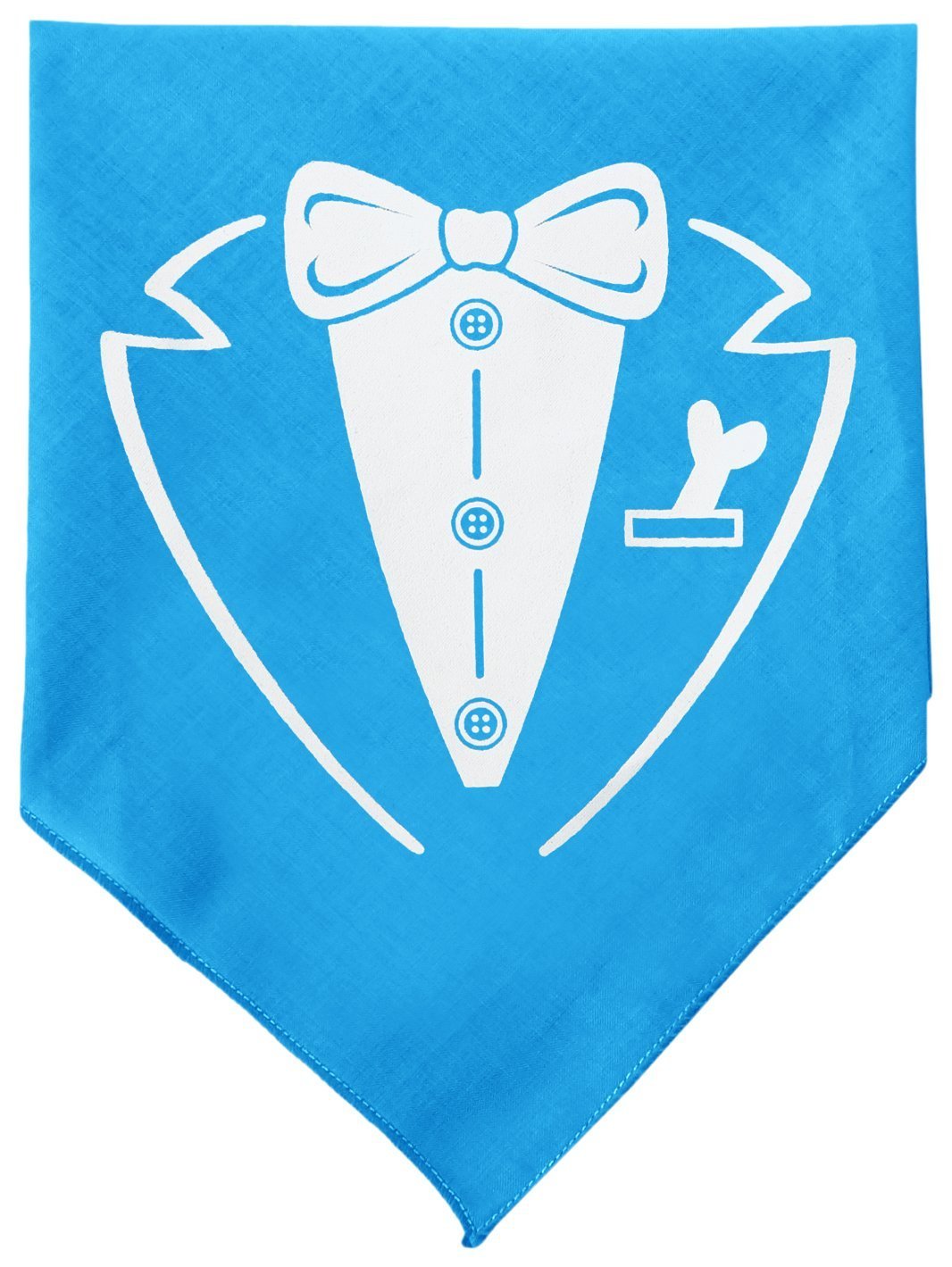 Pet and Dog Bandana Screen Printed, &quot;Tuxedo&quot; Turquoise Small