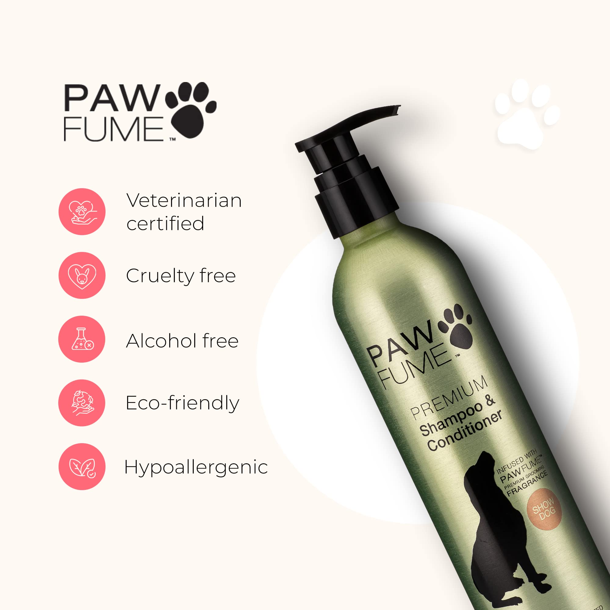 Pawfume Dog Shampoo And Conditioner - Hypoallergenic Dog Shampoo For Smelly Dogs - Best Dog Shampoos & Conditioners - Probiotic Pet Shampoo For Dogs - Best Dog Shampoo For Puppies (Show Dog)