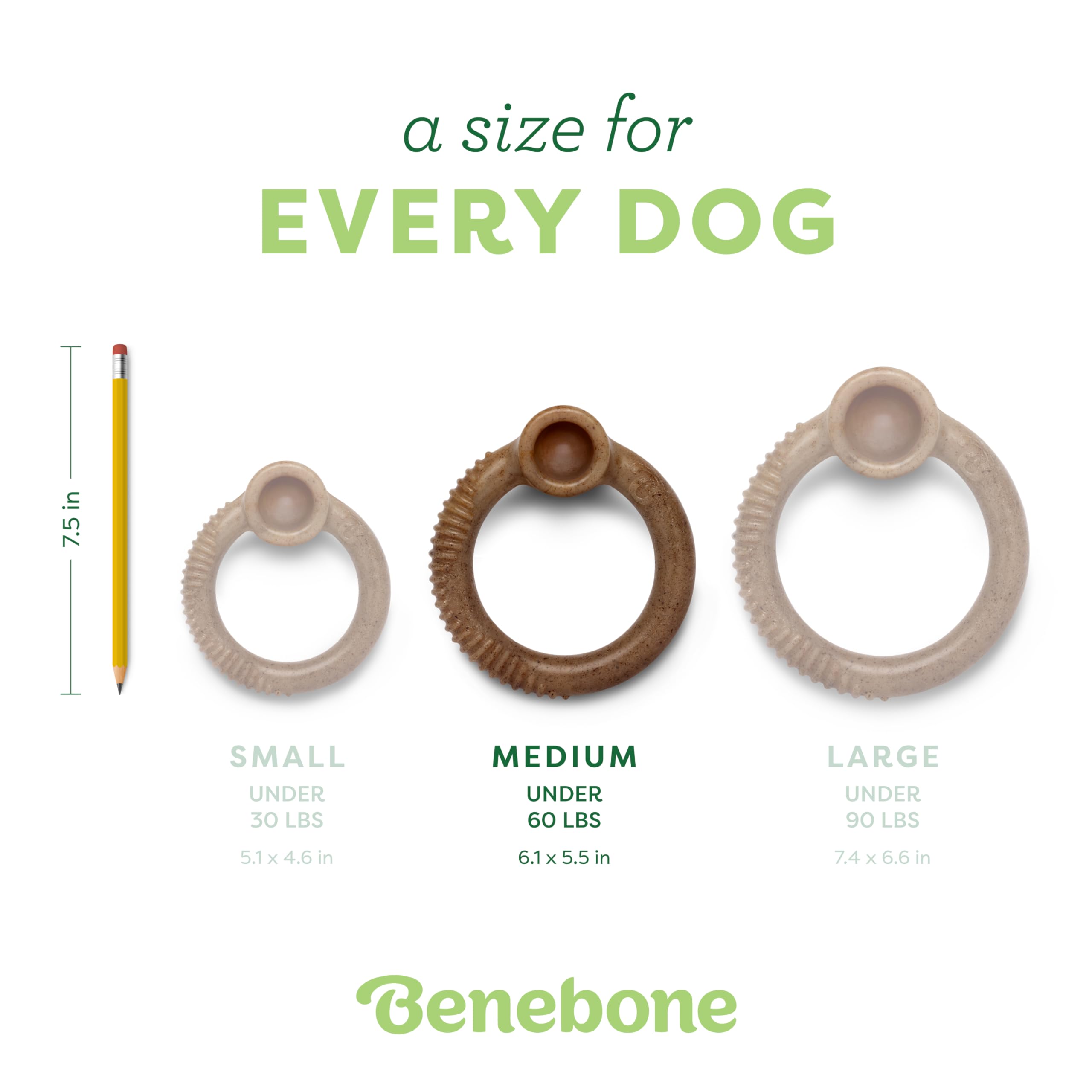 Benebone Ring Durable Dog Chew Toy For Aggressive Chewers, Real Bacon, Made In Usa, Medium