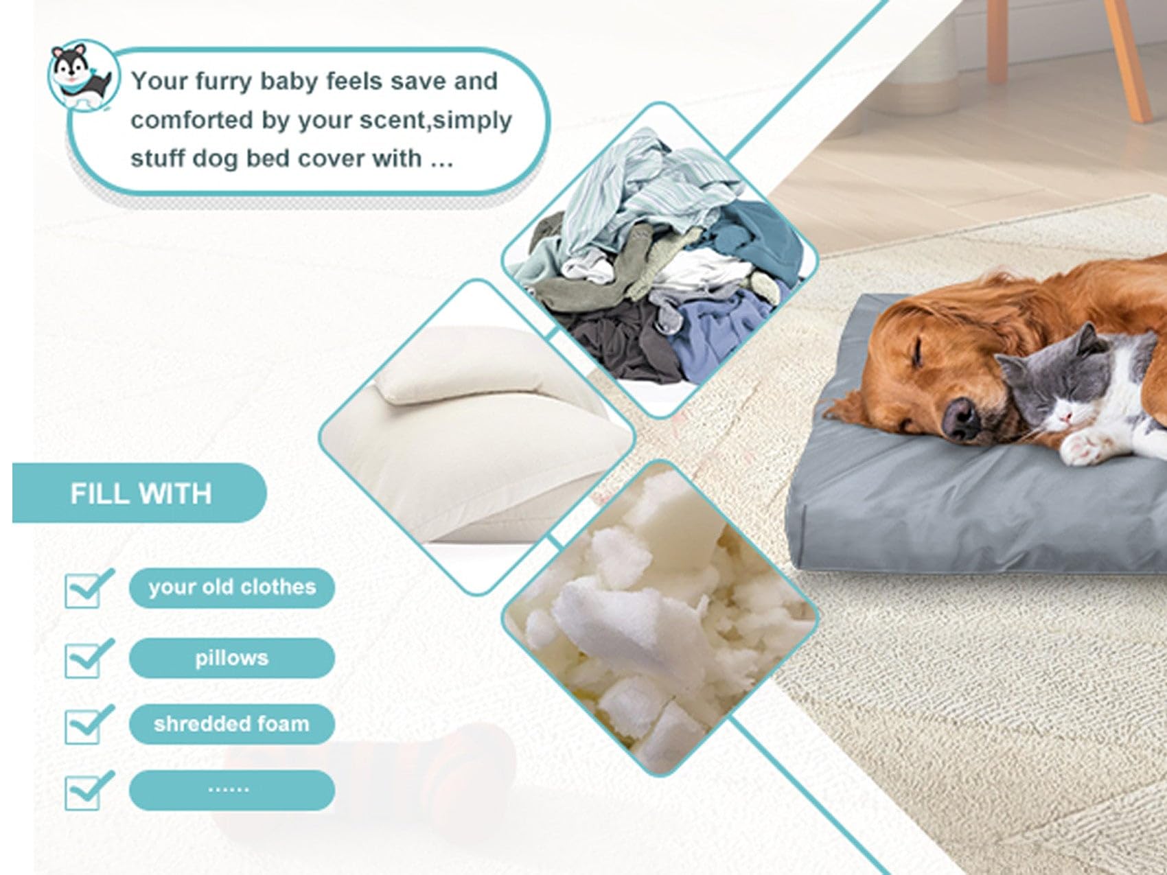 Explore Land Scratch Resistance Dog Bed Cover Canvas Washable Dog Crate Pad Replacement Cover, 36Lx27Wx4H Inch, Charcoal