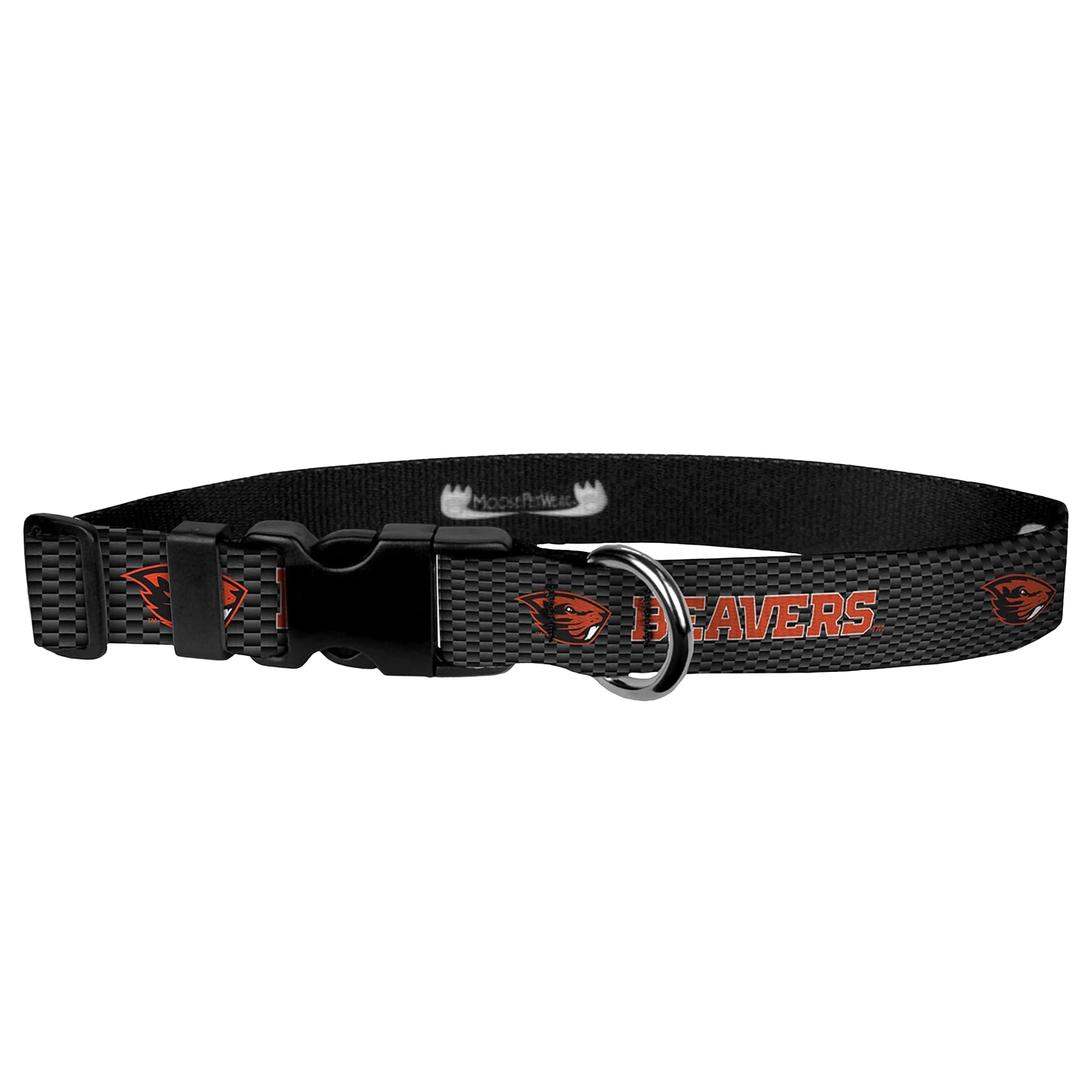 Moose Pet Wear Dog Collar - Oregon State University Beavers Adjustable Pet Collars, 1 Inch Wide, Large, Carbon Fiber