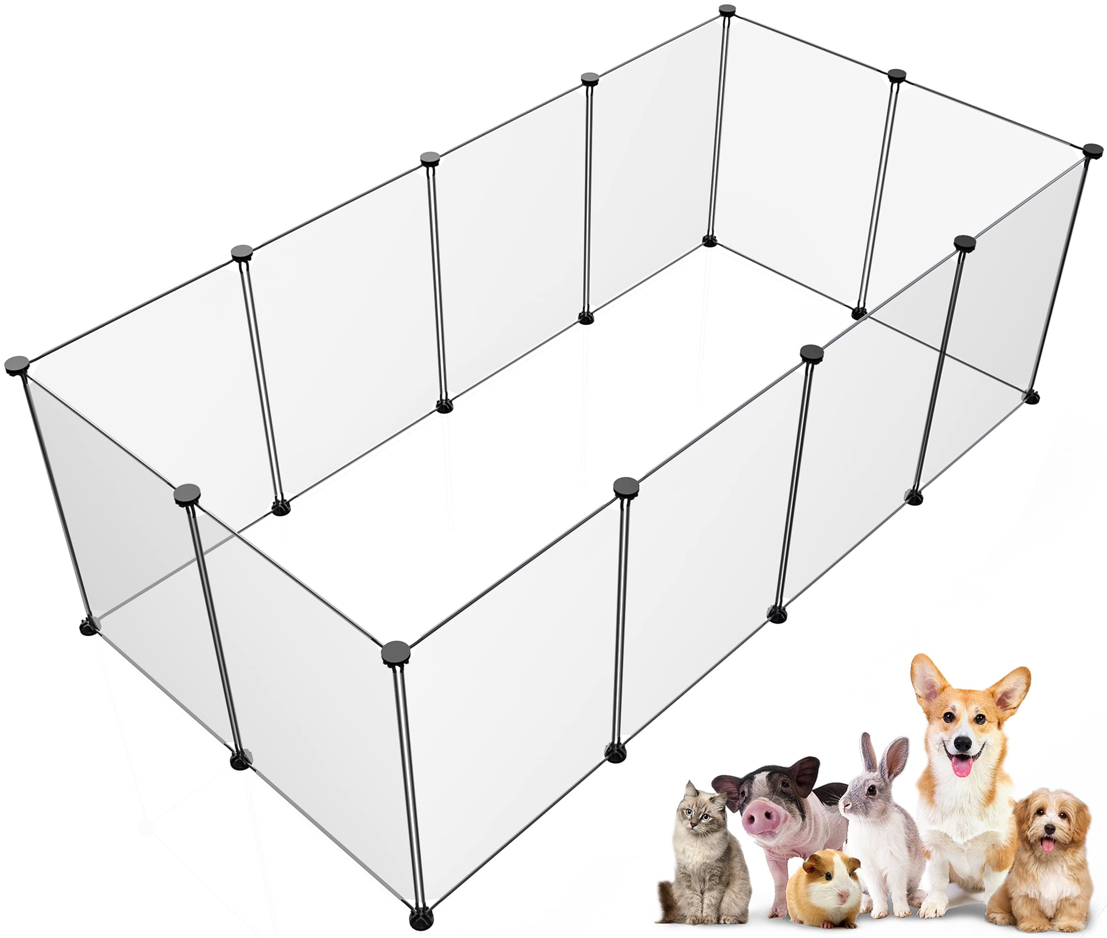 Pet Playpen,Puppy Playpen Transparent Small Animals Playpen, Pet Fence Yard Fence For Puppy,Bunny,Guinea Pigs,Ferrets,Mice,Hamst