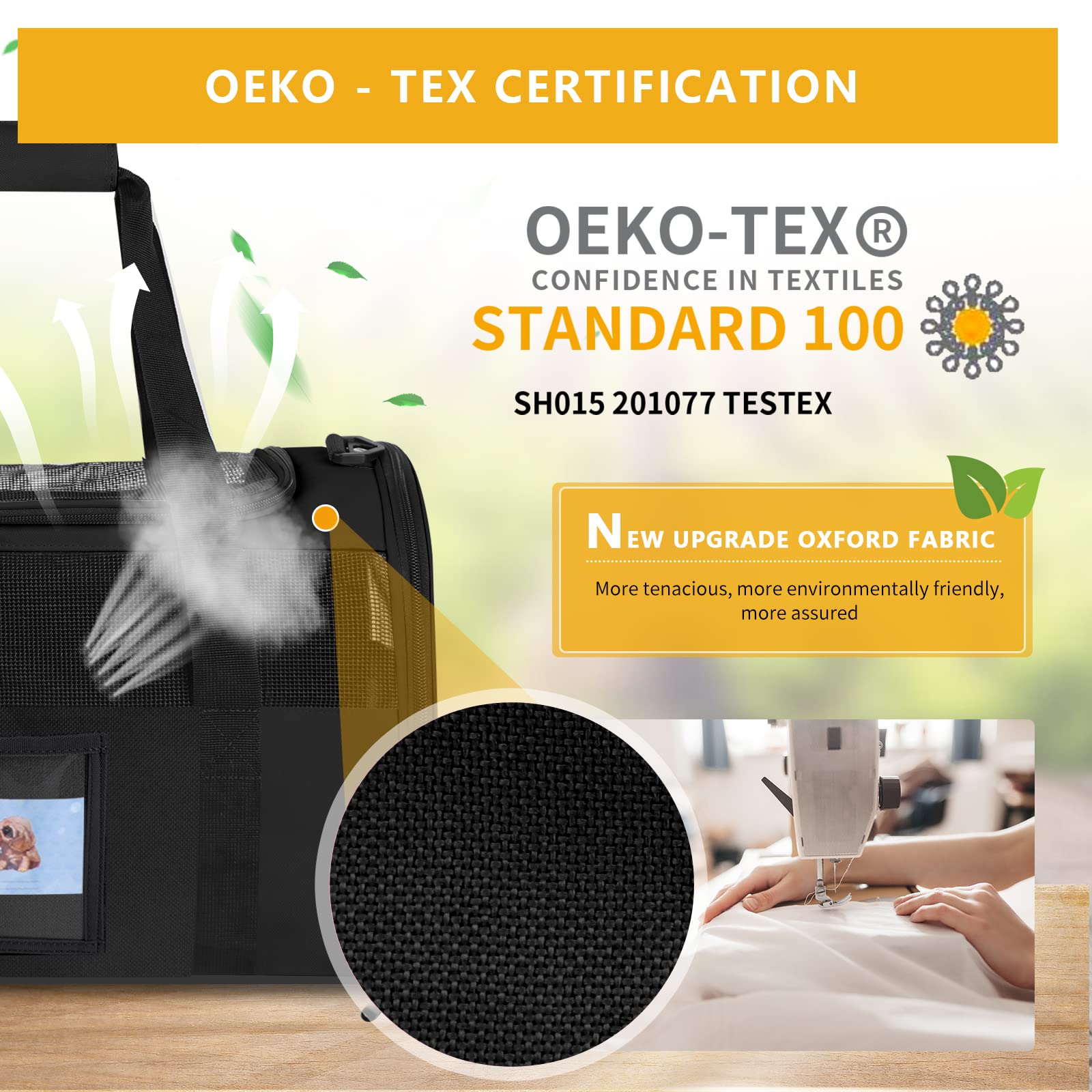 Seclato Pet Carrier - Airline Approved For Small Dogs, Kittens, Cats Under 15Lb - Collapsible Soft Sided Tsa Cat Travel Carrier - Black