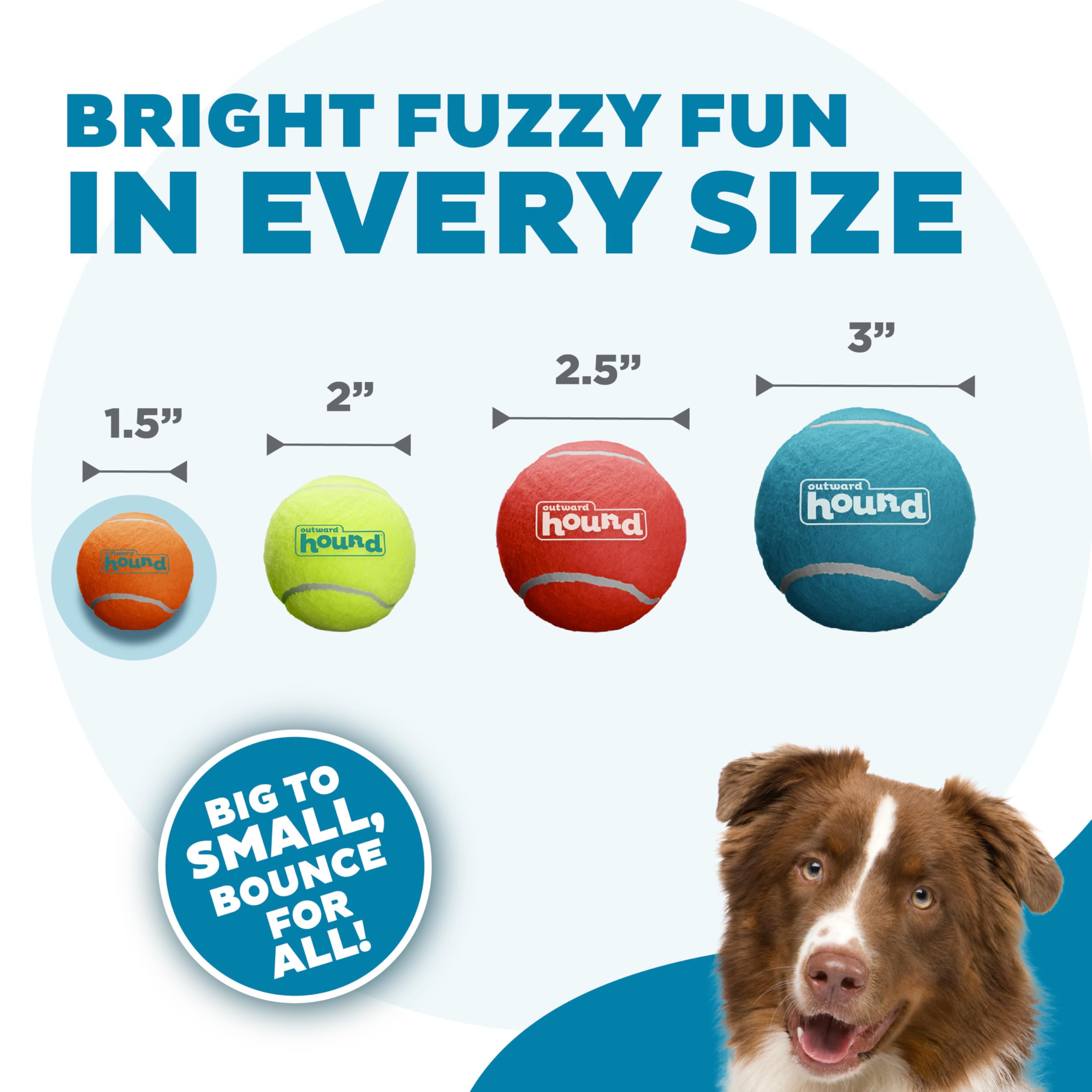 Outward Hound Squeaker Ballz – Squeaky Tennis Balls for Small Dogs, X-Small (1.5"), 8-Pack, Multi Color, Rubber