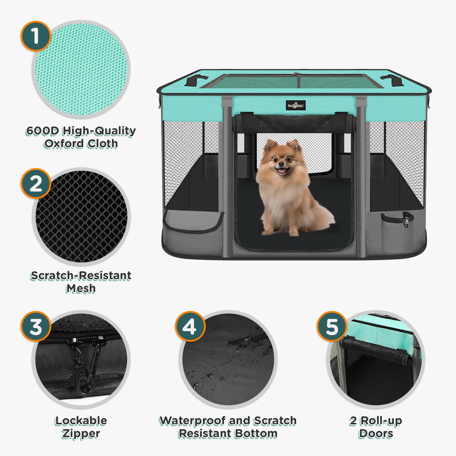 Foldable Pet Kitten Playpen, Waterproof Portable Pet Cat Dog Playpen Kennel Tent For Small Dog Cat, Removable Shade Cover, Come