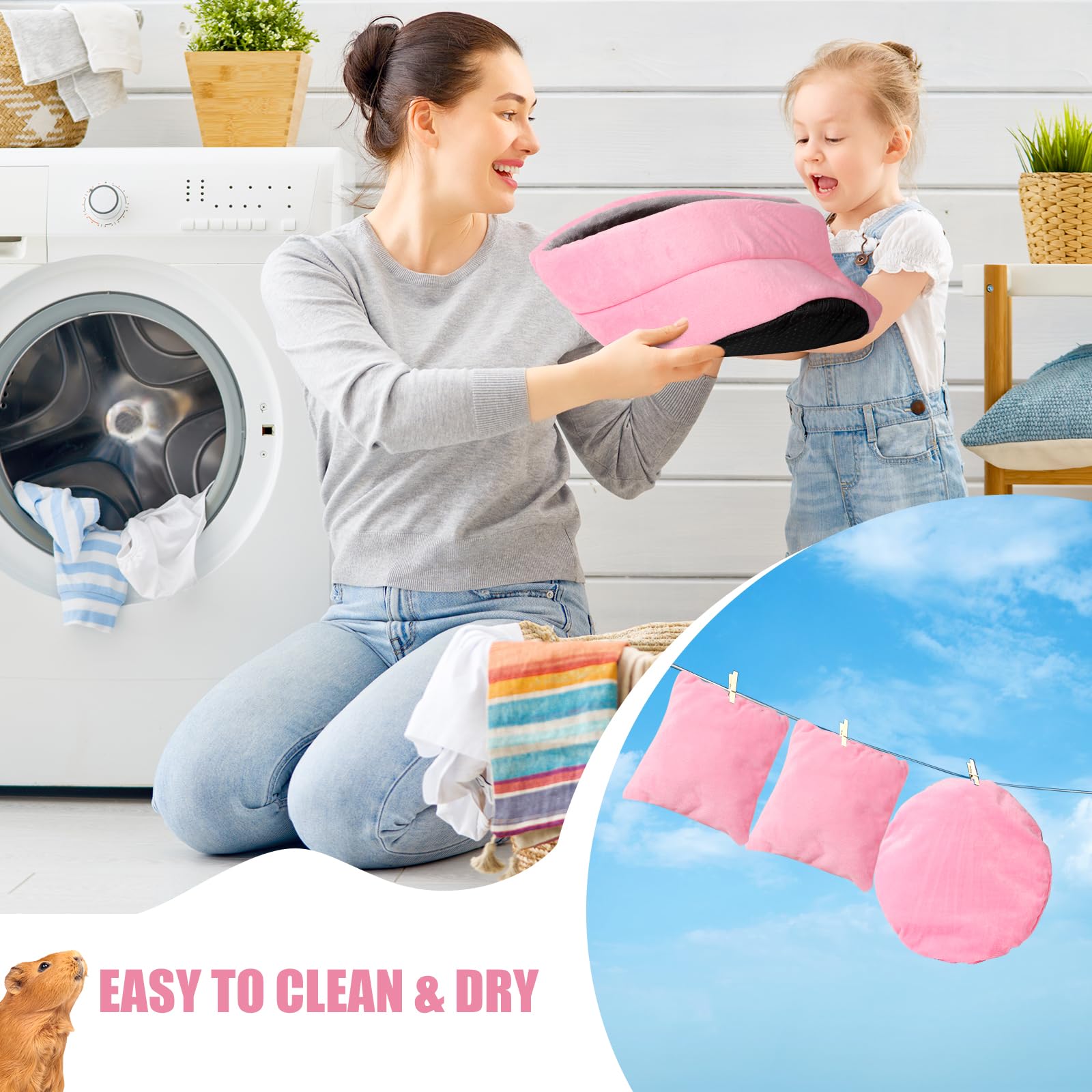 Oneju Guinea Pig Couch, Guinea Pig Sofa, Round Shape, Pure Pink And Grey, Bed For Guinea Pig, Bunny, Ferret, Rabbit And Other Sm