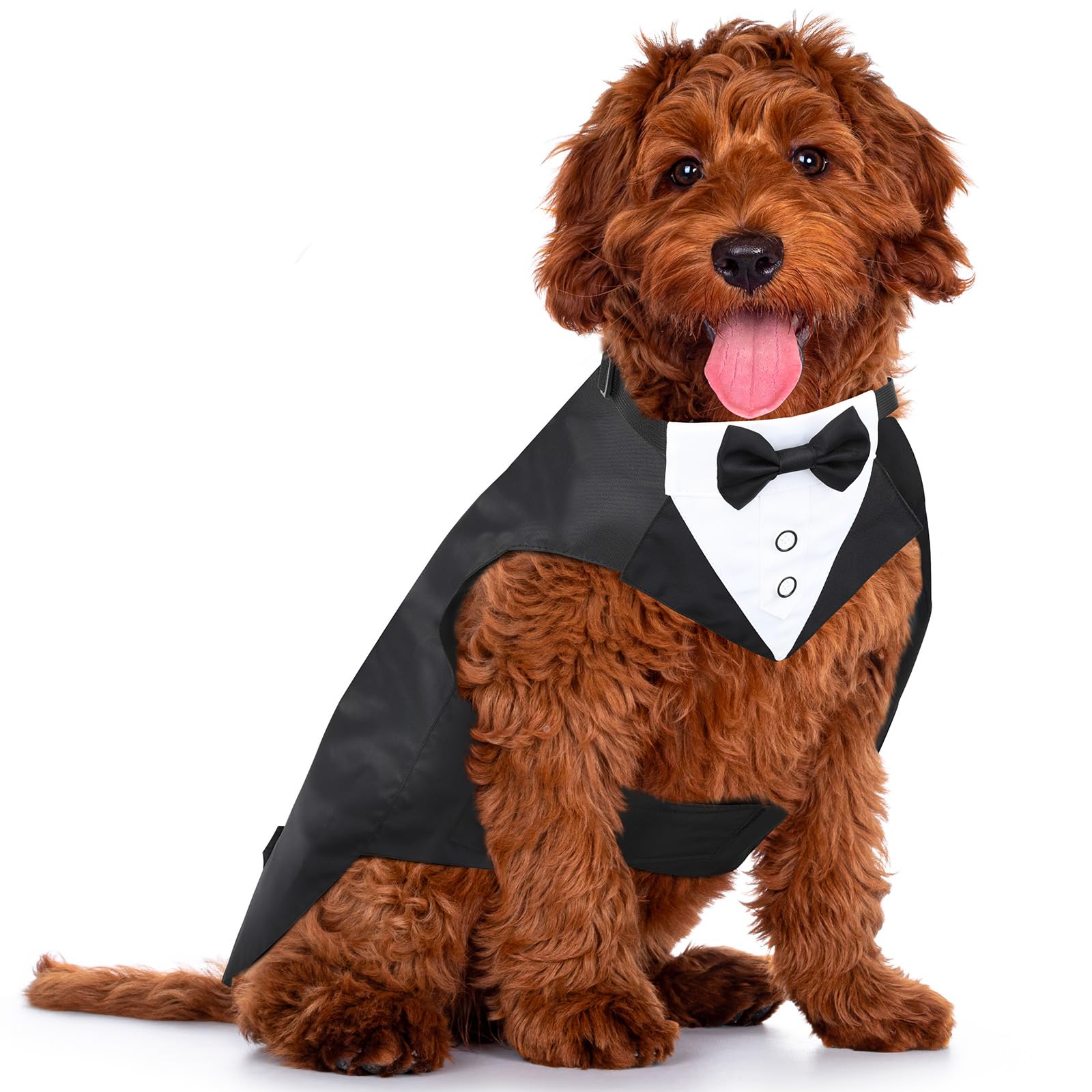 Ezierfy Dog Tuxedo, Formal Dog Wedding Attire Pet Costume Pet Suit And Bandana Set, Bithday Party Bow Tie Collar Outfit Puppy Tu