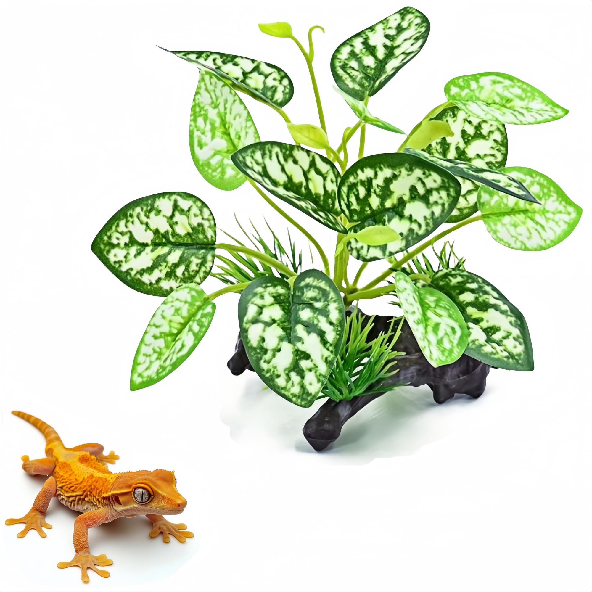 MRTIOO Reptile Artificial Plants, Terrarium Plants Decorations Supplies, Amphibian Habitat Hideout Tank Accessories, Rainforest