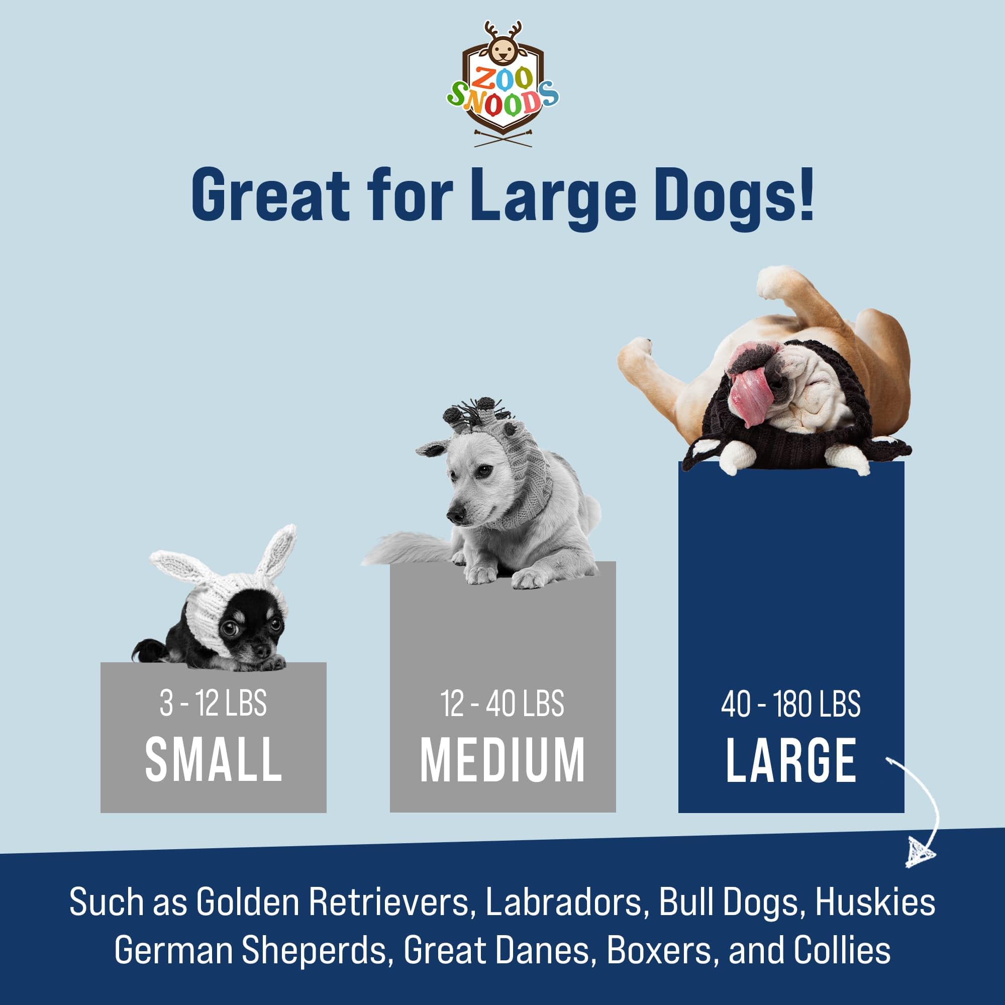 Zoo Snoods Black Bear Costume - Warm Knit Dog Snood Wrap for Pets, Neck Ear Cover Protection, Halloween Winter (Large)