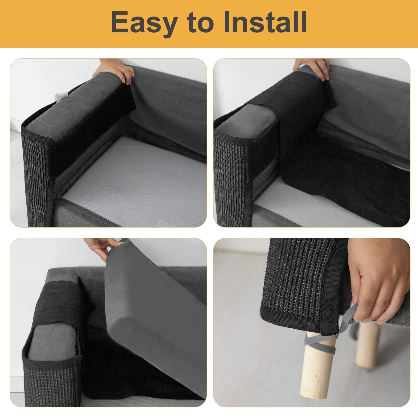 Cat Scratch Couch Protector, Sofa Armrest Cover With Sisal Mat And Toy For Small Indoor Cats (Right Hand)