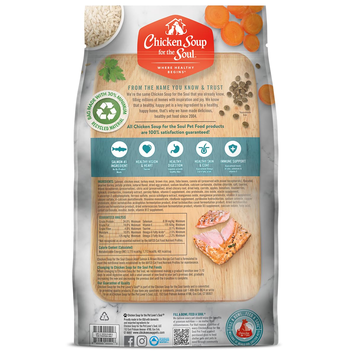 Chicken Soup for the Soul All Natural Premium Adult Dry Cat Food, Real Meat First Ingredient, No By-Products, Supports Heart, Gu