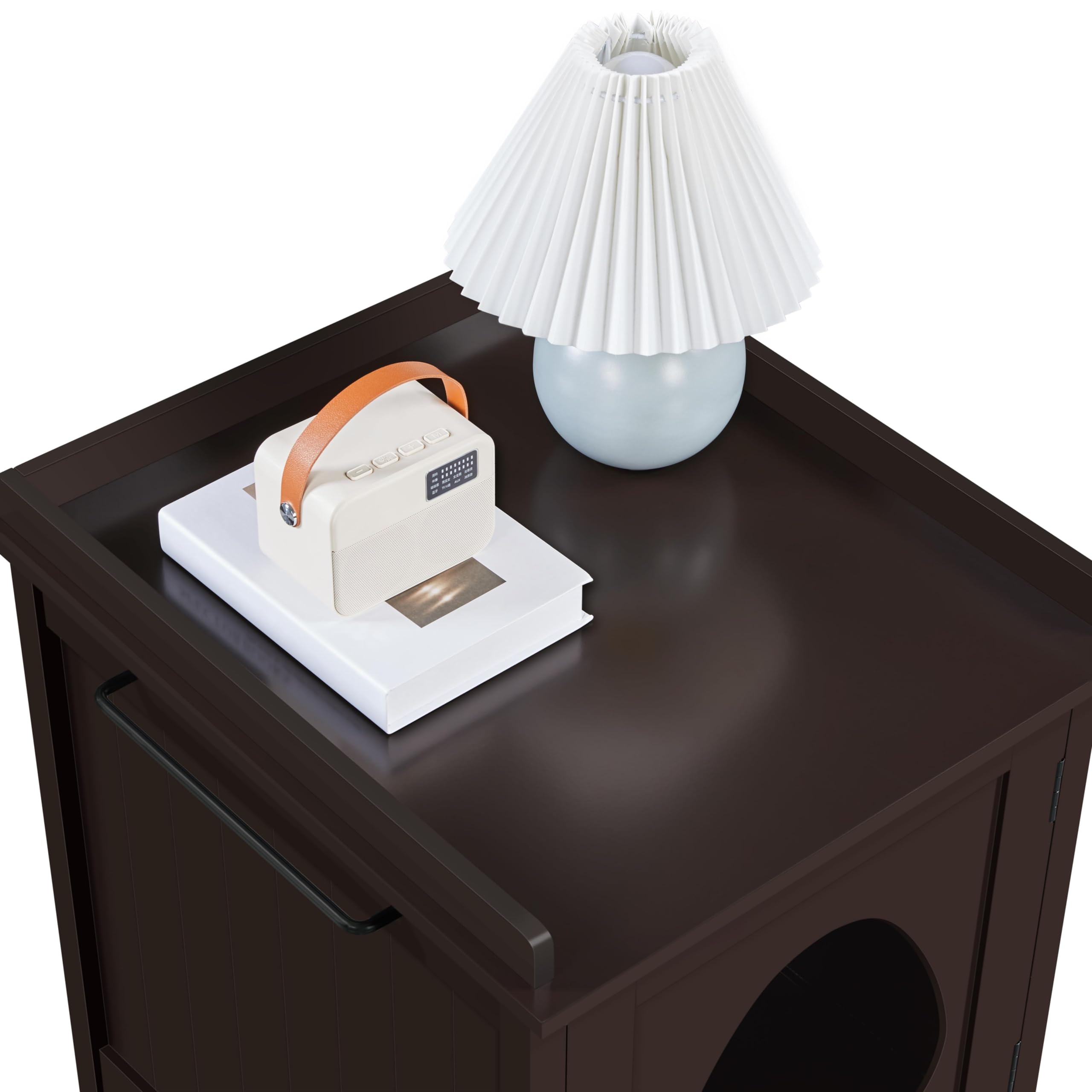 Yaheetech Cat Litter Box Enclosure, Hidden Litter Box Furniture With Side Towel Bar, Wooden Cat Washroom, Storage Cabinet, Indoo