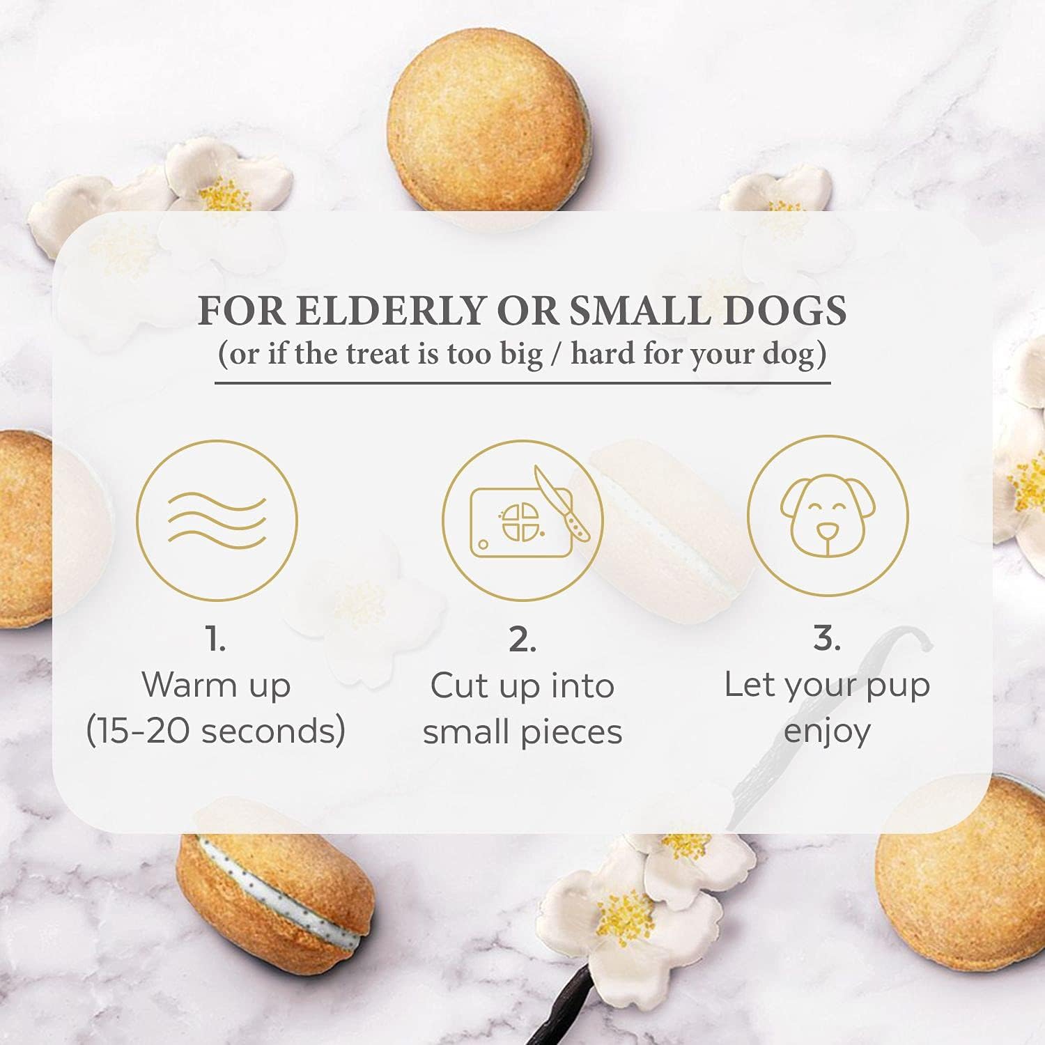 Bonne et Filou Dog Treats Vanilla Cupcakes, Dog Birthday Gift for Medium to Large Breed - Gourmet Macaron Cakes, Healthy & Delic