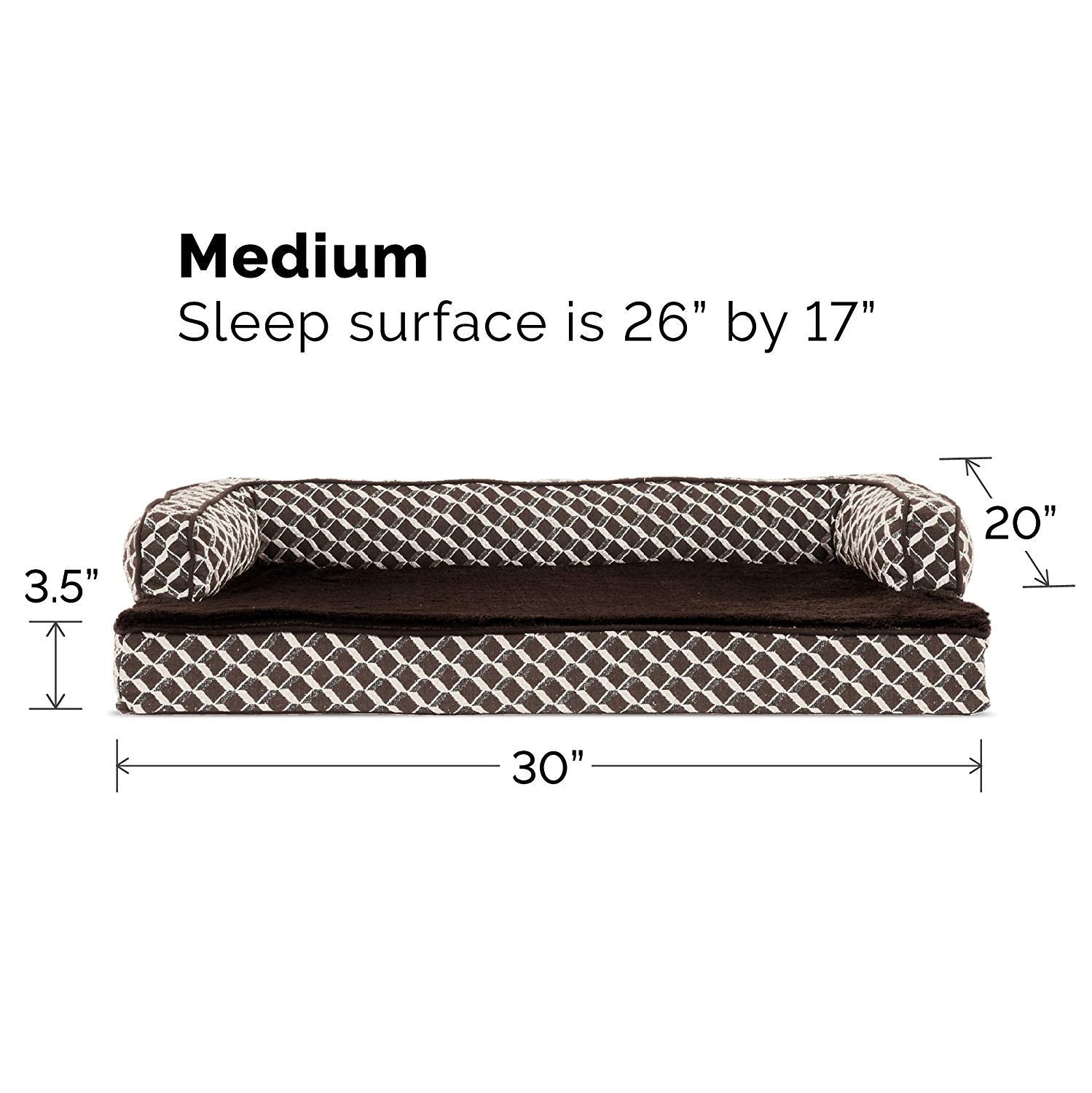 Furhaven Orthopedic Dog Bed for Medium/Small Dogs w/ Removable Bolsters & Washable Cover, For Dogs Up to 35 lbs - Plush & Woven