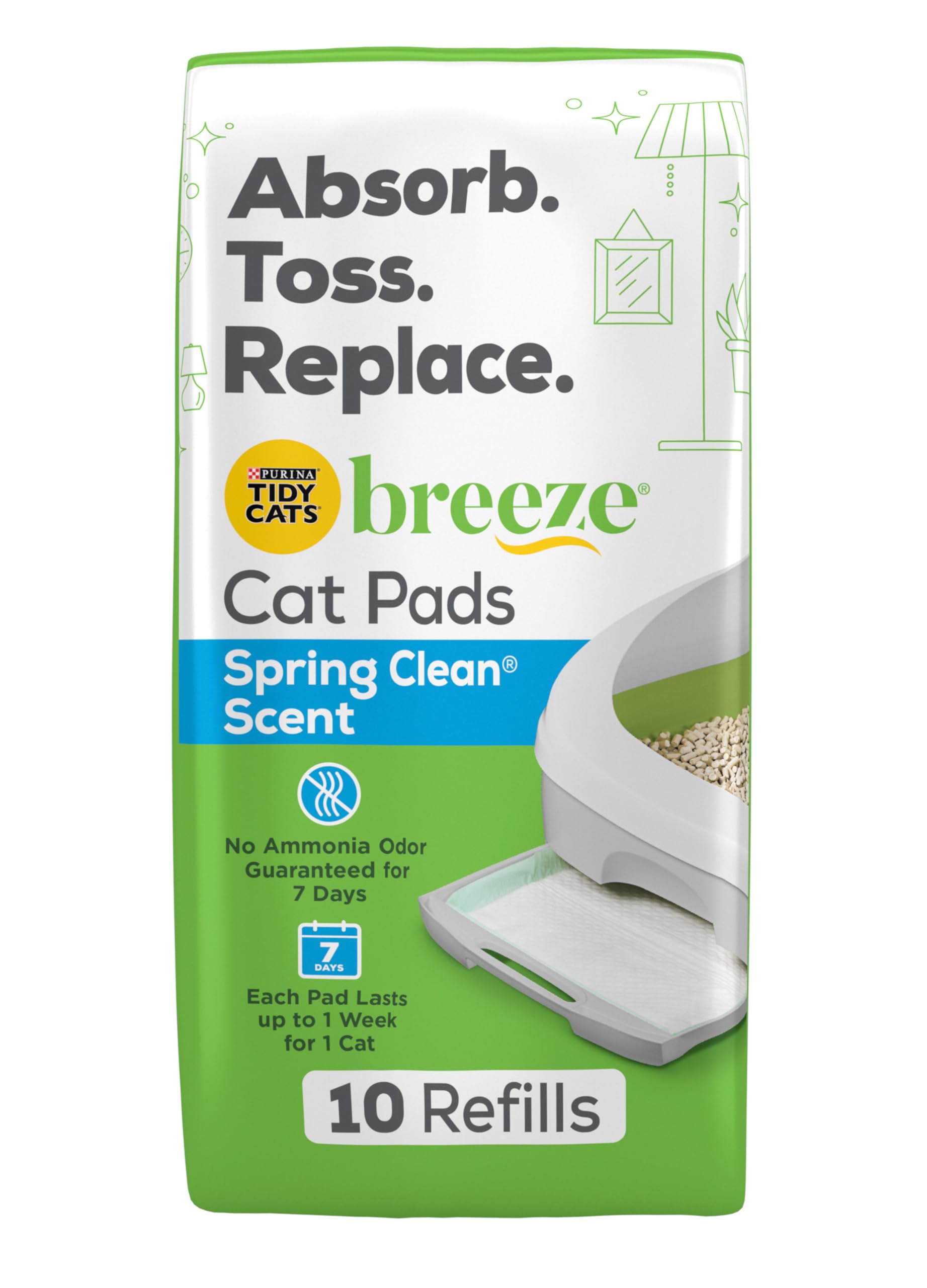 Tidy Cats Breeze Cat Pads Refill Variety Pack, 1 Original Refills, 1 Garden Grove Scent, 1 Spring Clean Scent Variety Pack