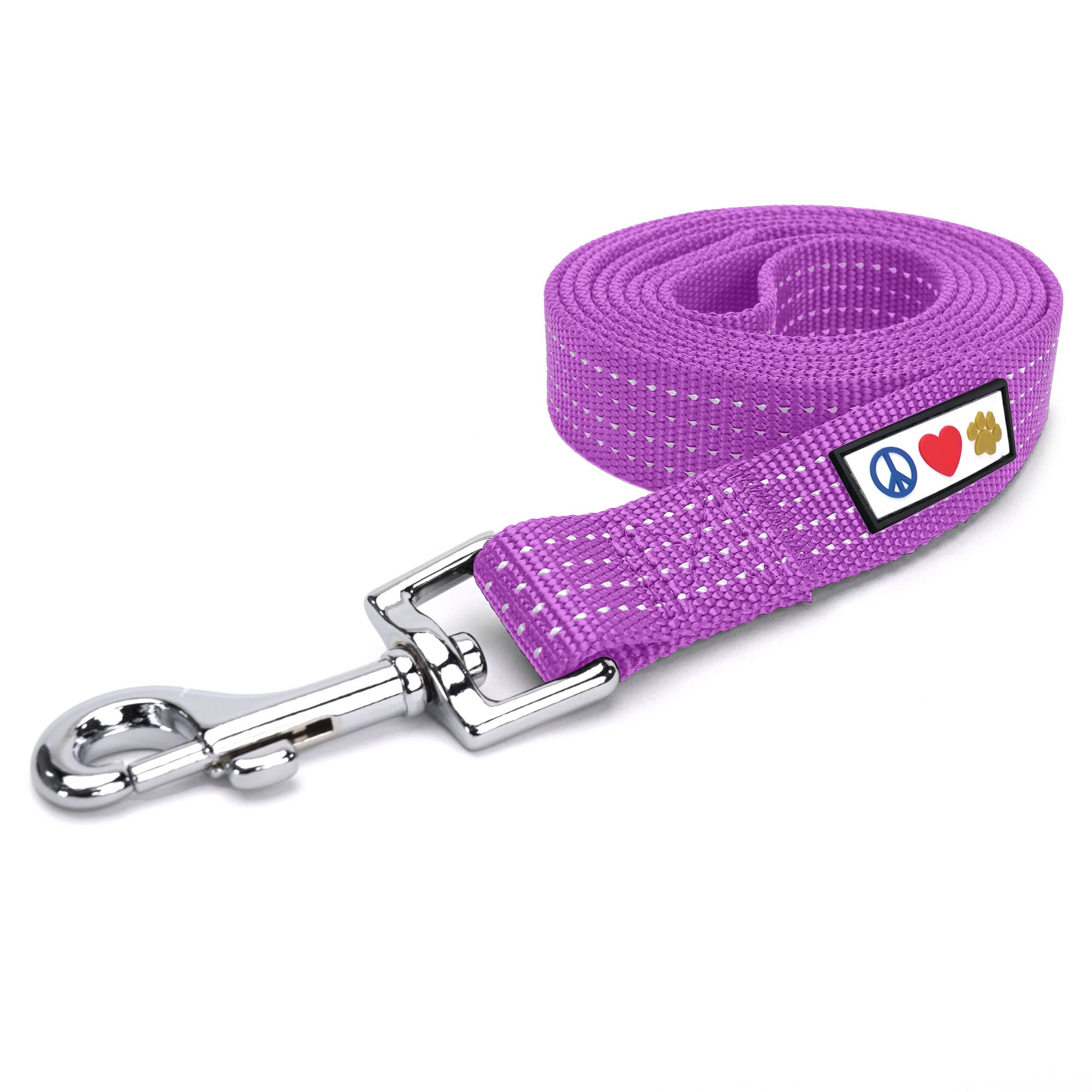 Pawtitas Pet / Puppy 6 - feet Reflective Dog Leash Extra Small / Small 5/8 inch Purple Orchid Matching Collar and Harness sold s