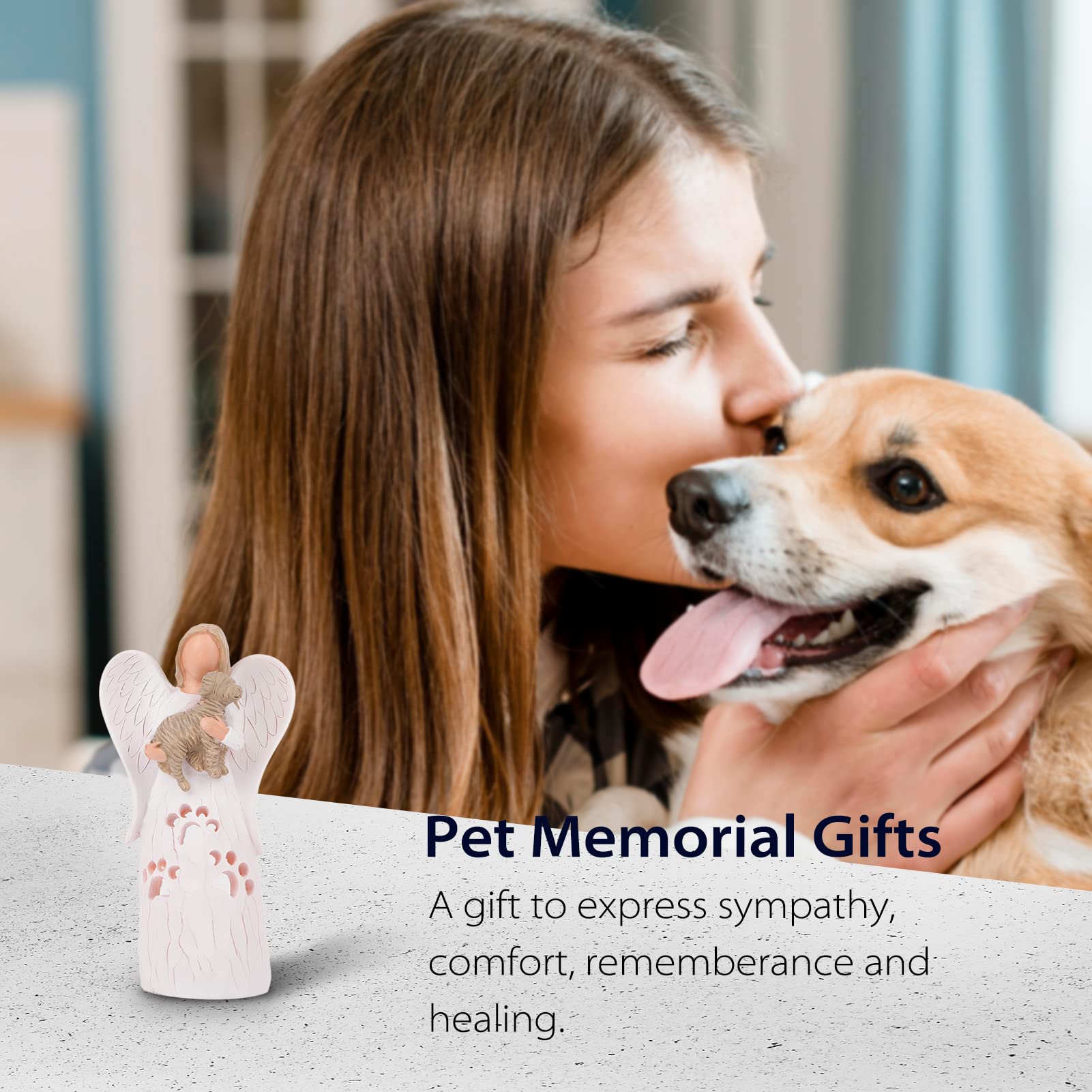 Bearae Loss Of Dog Sympathy Gift, Dog Memorial Gifts, Loss Of Dog Candle Holder, Dog Passing Away Statue, Dog Angel Figurine, Pe