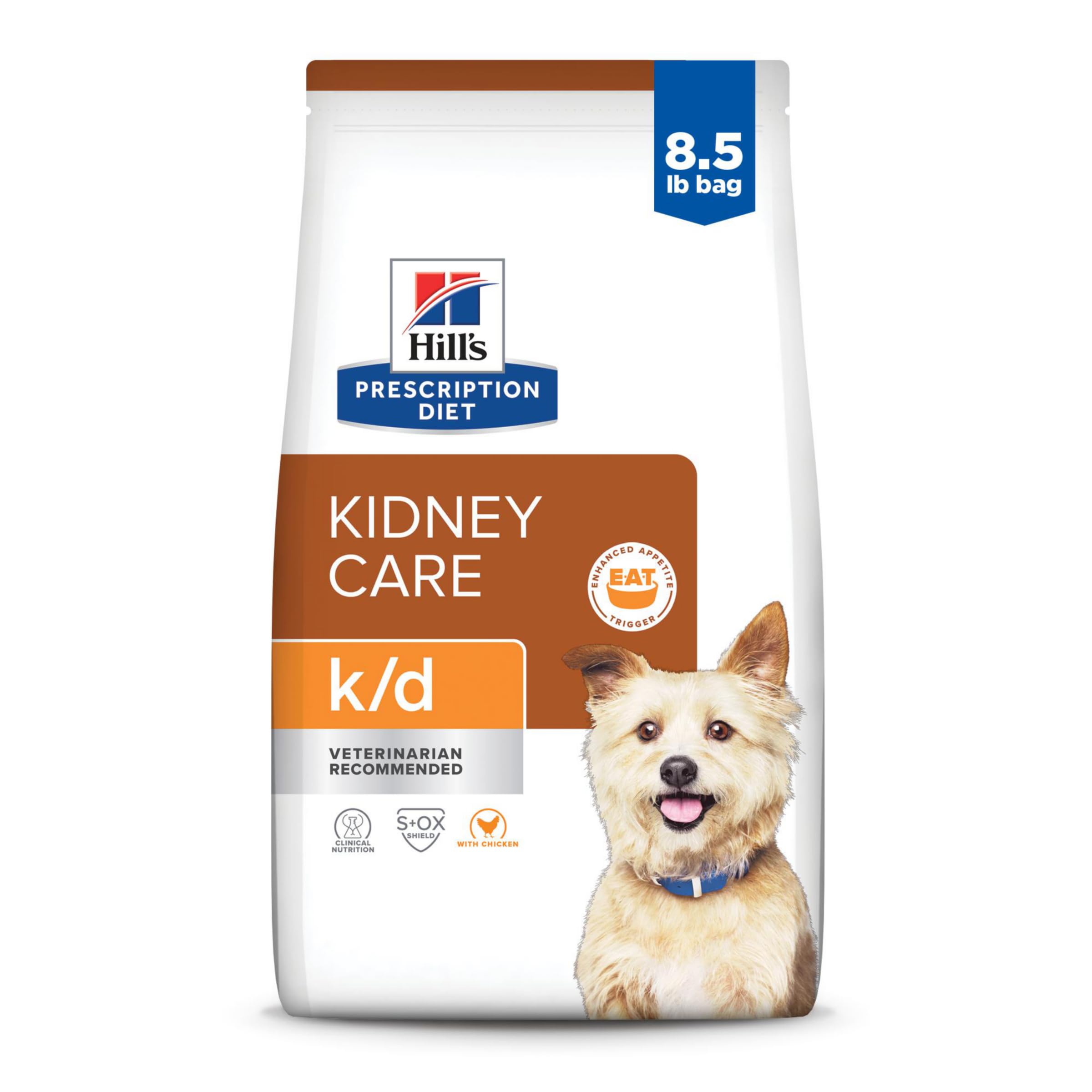 Hills Prescription Diet k/d Kidney Care with Chicken Dry Dog Food, Veterinary Diet, 8.5 lb. Bag