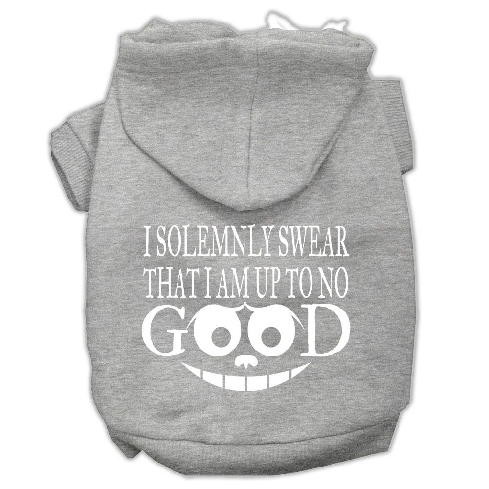 Pet Dog & Cat Hoodie Screen Printed, 'I Solemnly Swear That I Am Up To No Good' Gray Lg (10-14 Lbs.)