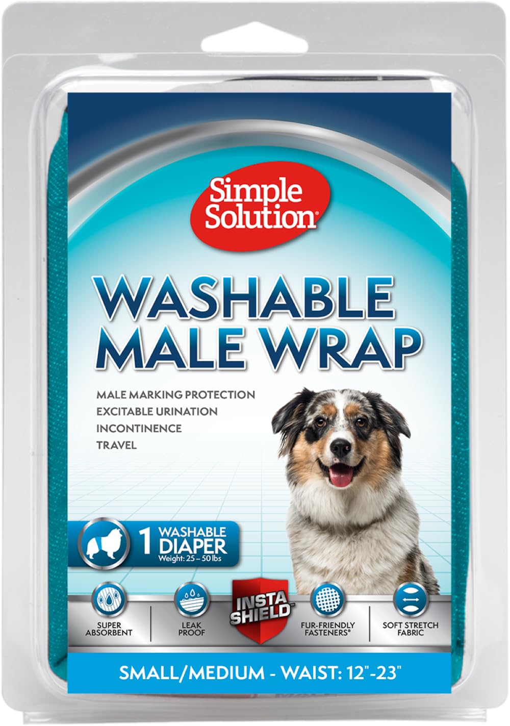 Simple Solution Washable Male Wrap, Medium, Teal