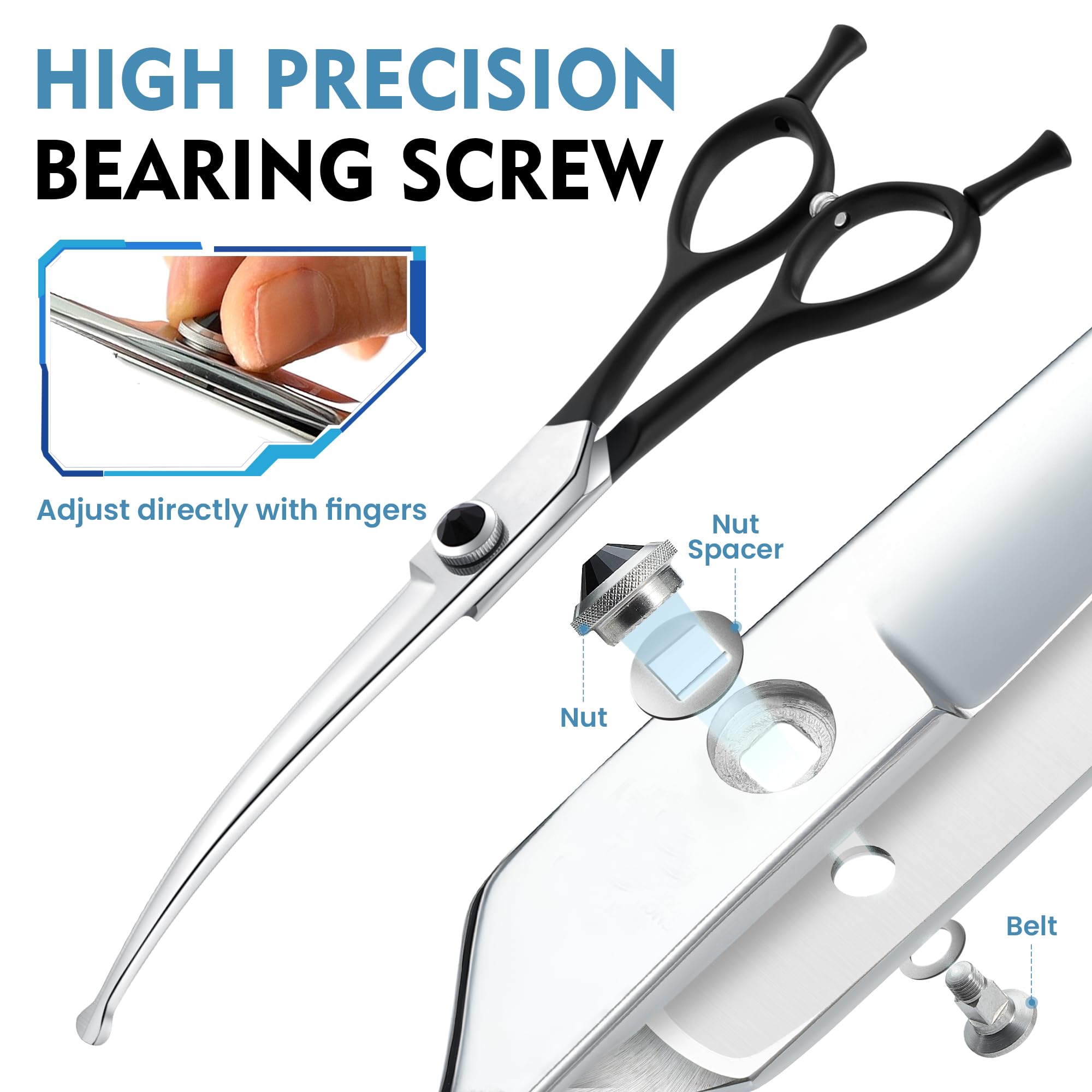 Dragon Creek 6.5'' Downward Curved Dog Grooming Scissors Shears For Grooming Face And Paws Safety Round Tips Shears Trimming Cut