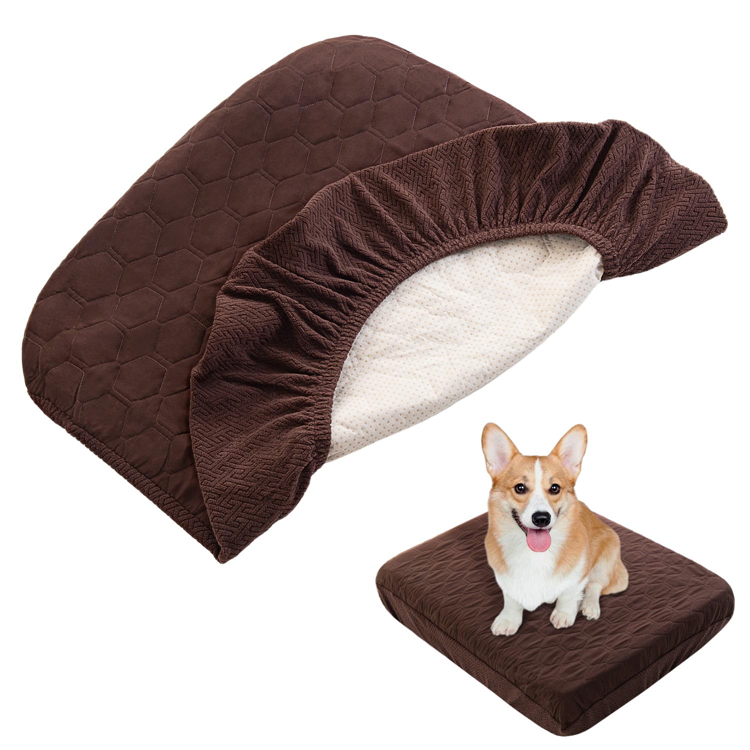 Nanbowang Waterproof Dog Bed Cover - Washable, Quilted Pet Pillow Replacement - Easy to Remove Hair - Lovely Puppy Bed for Dog/C