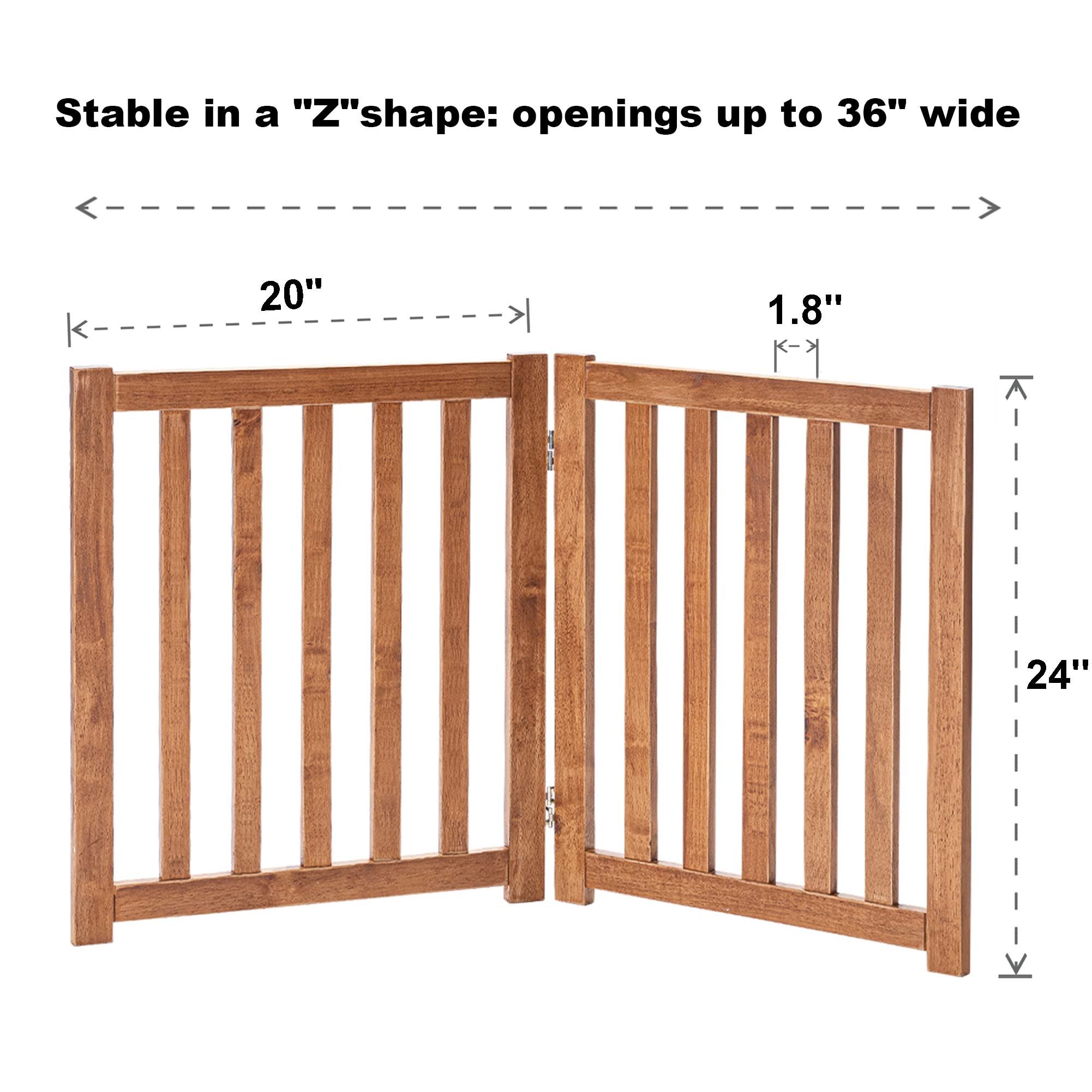 Lzrs Solid Hardwood Freestanding Pet Gate,Wooden Dog Gates For Doorways,Nature Wood Dog Gates For The House,Dog Gate For Stairs,Freestanding Indoor Gate Safety Fence,Oak,24' Height-2 Panels