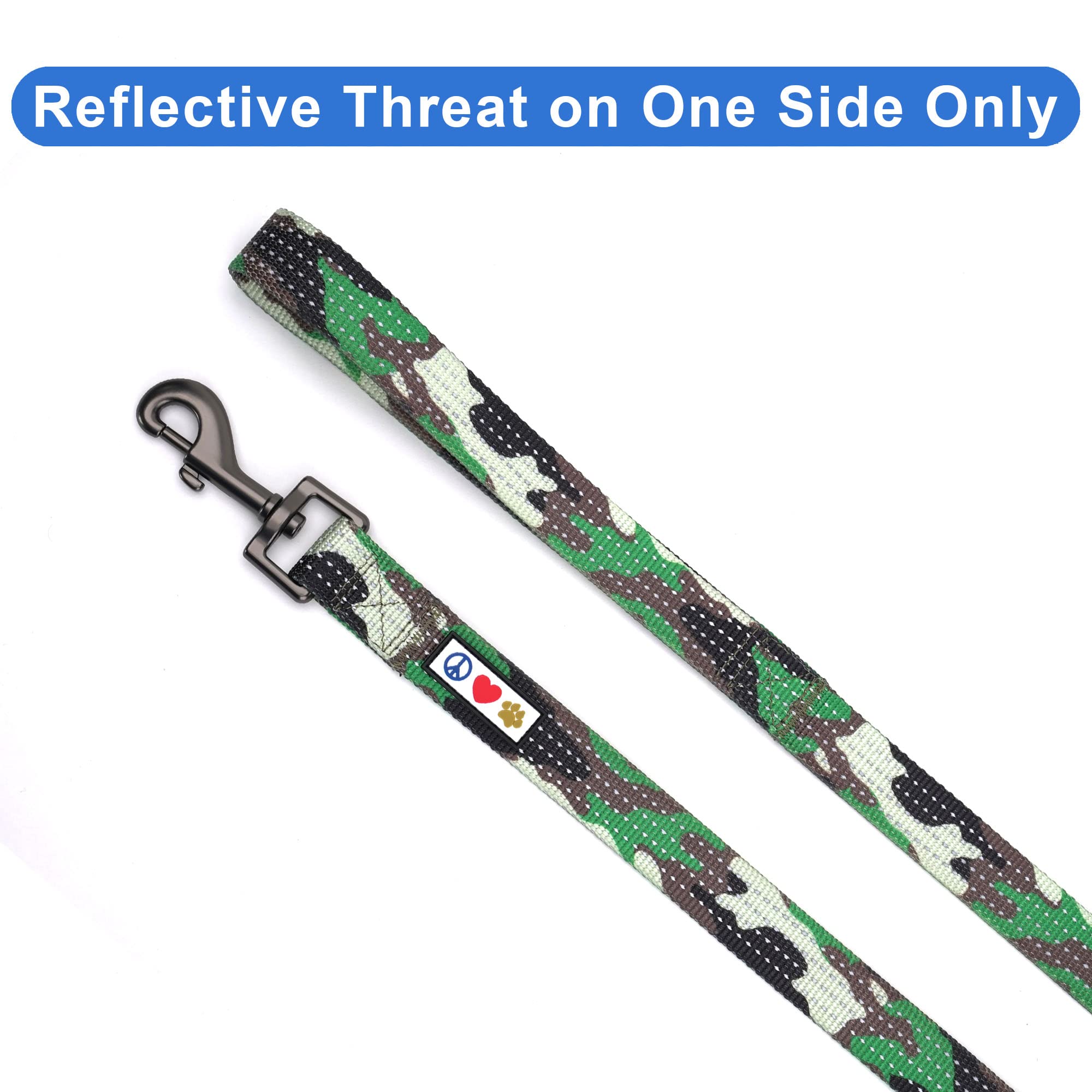 Pawtitas 6 FT Puppy Dog Leash - Comfortable Handle, Highly Reflective, Heavy Duty Training Leash - Available in Small, Camo Gree