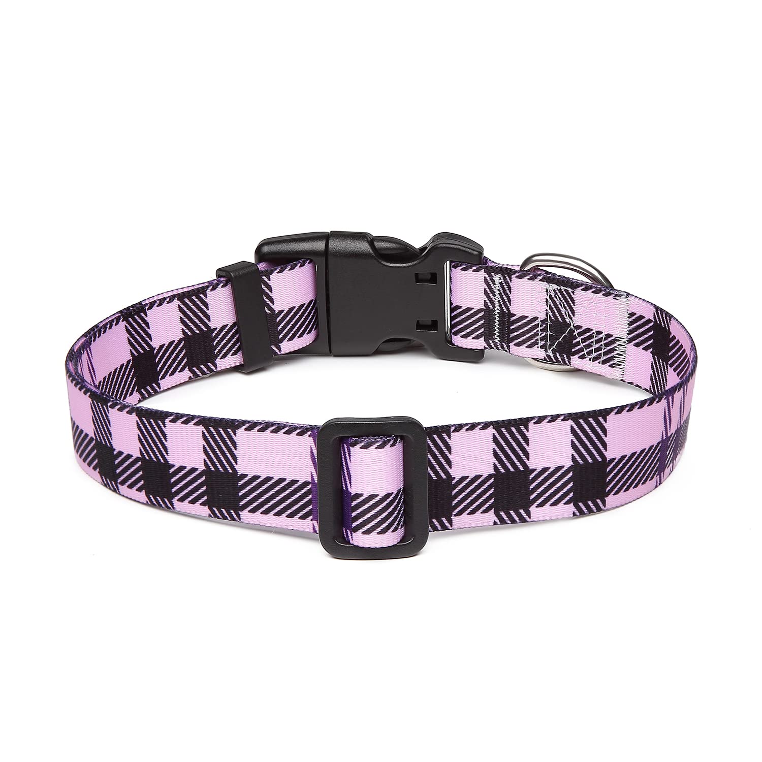 Mercano Adjustable Dog Collar - Special Design Patterns, Soft Nylon Comfortable Durable Pet Collar For Small Medium Large Dogs (S, Purple Plaid)
