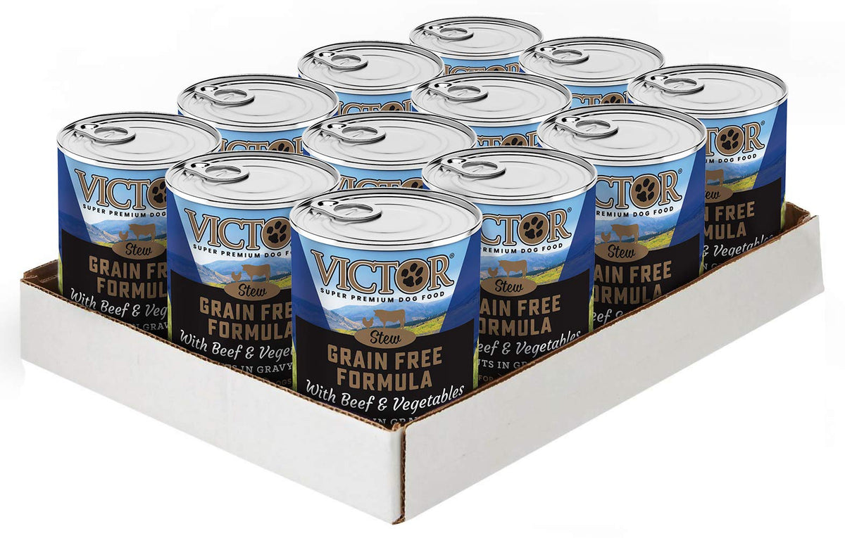 Victor Super Premium Dog Food - Grain Free - Beef And Vegetables Cuts In Gravy - Canned Wet Adult Dog And Puppy Food - All Breed