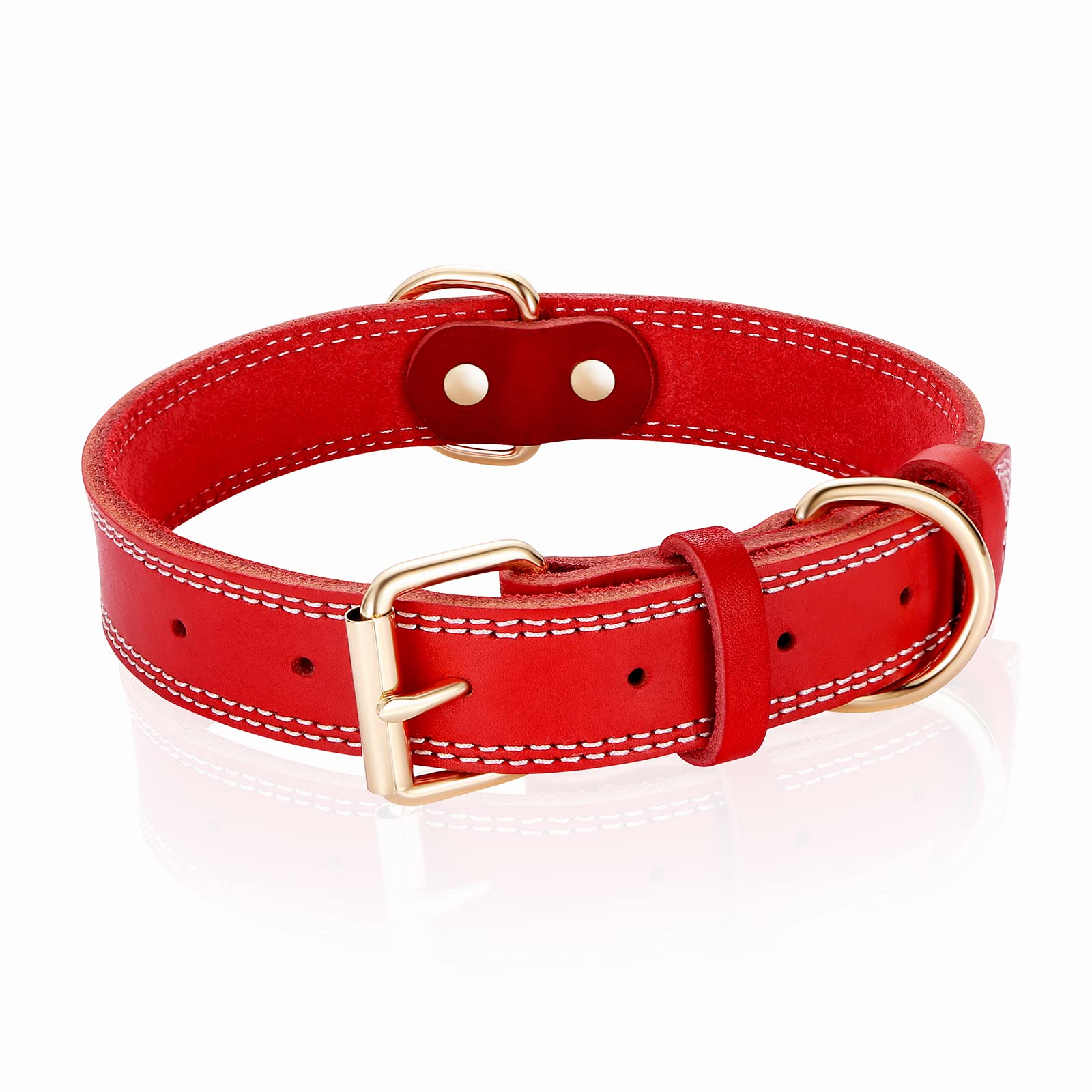 Daihaqiko Genuine Leather Dog Collar,Heavy Duty Dog Collar For Small,Medium,Large And Extra Large Dog (Xl: 1.4'' Wide For 18.6''