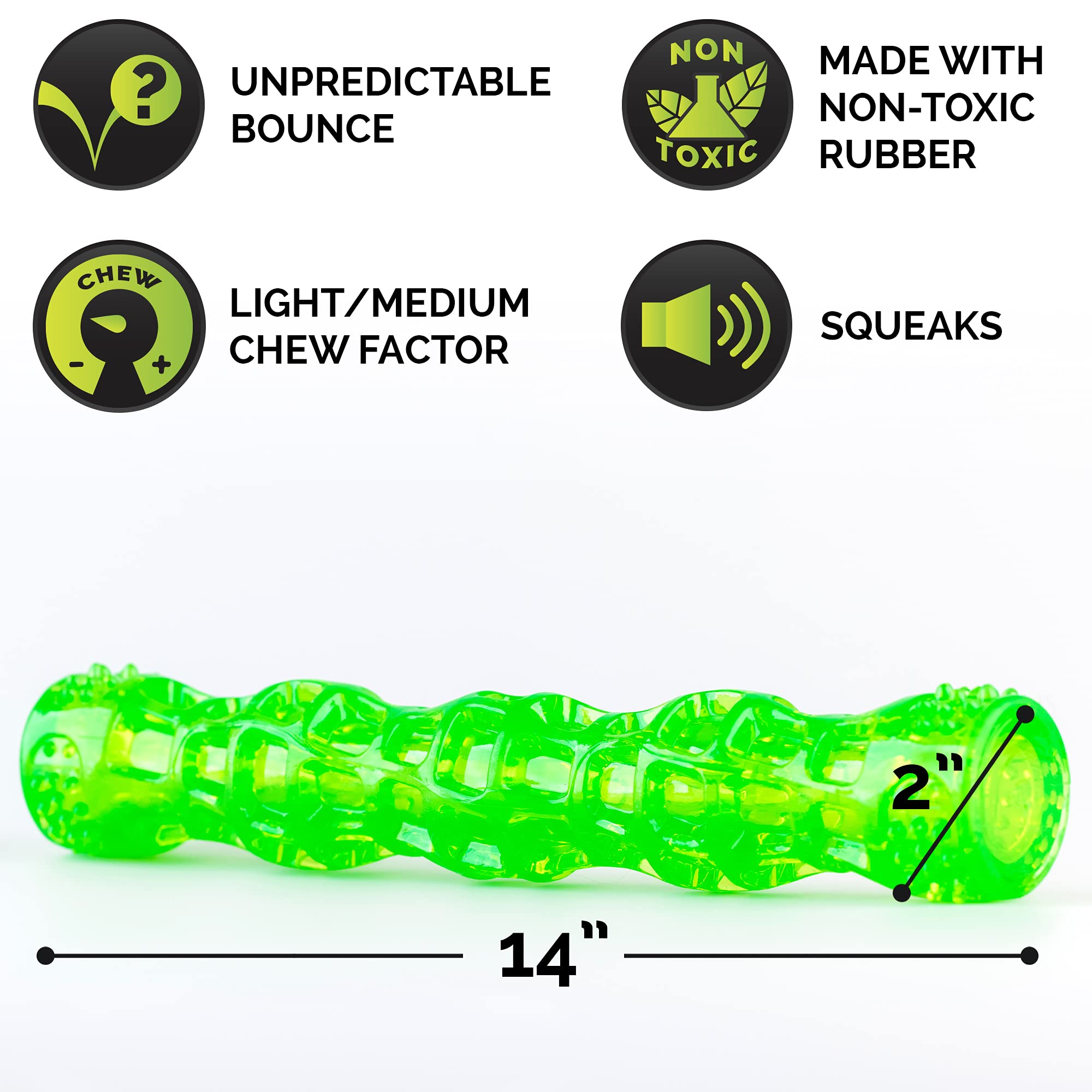 Hyper Pet Dura-Squeaks Stick Dog Toy, Large