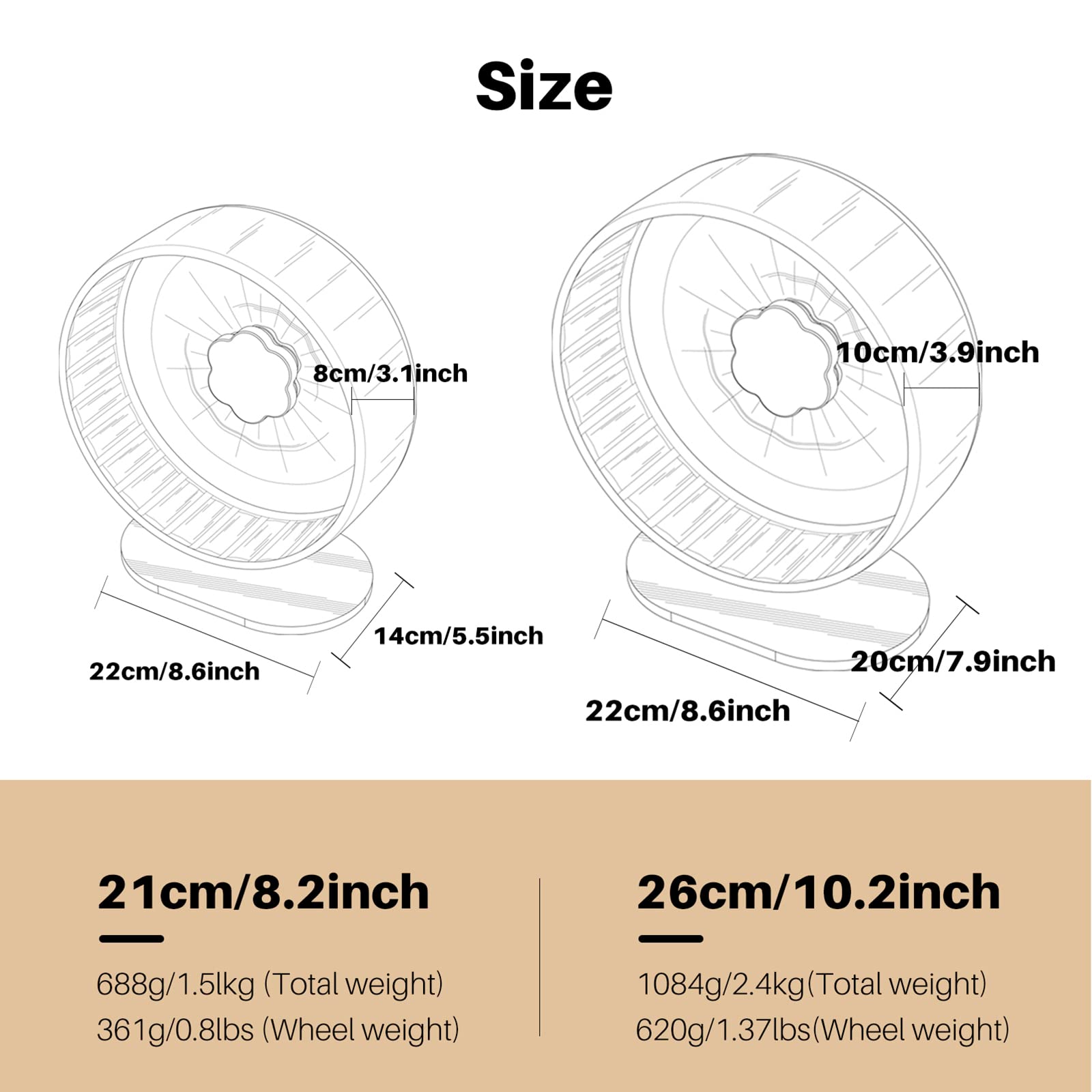 Bucatstate Super Silent Hamster Wheel Hamster Accessories Hamster Running Toys Small Animals Exercise Wheels Transparent 10.2 Inches