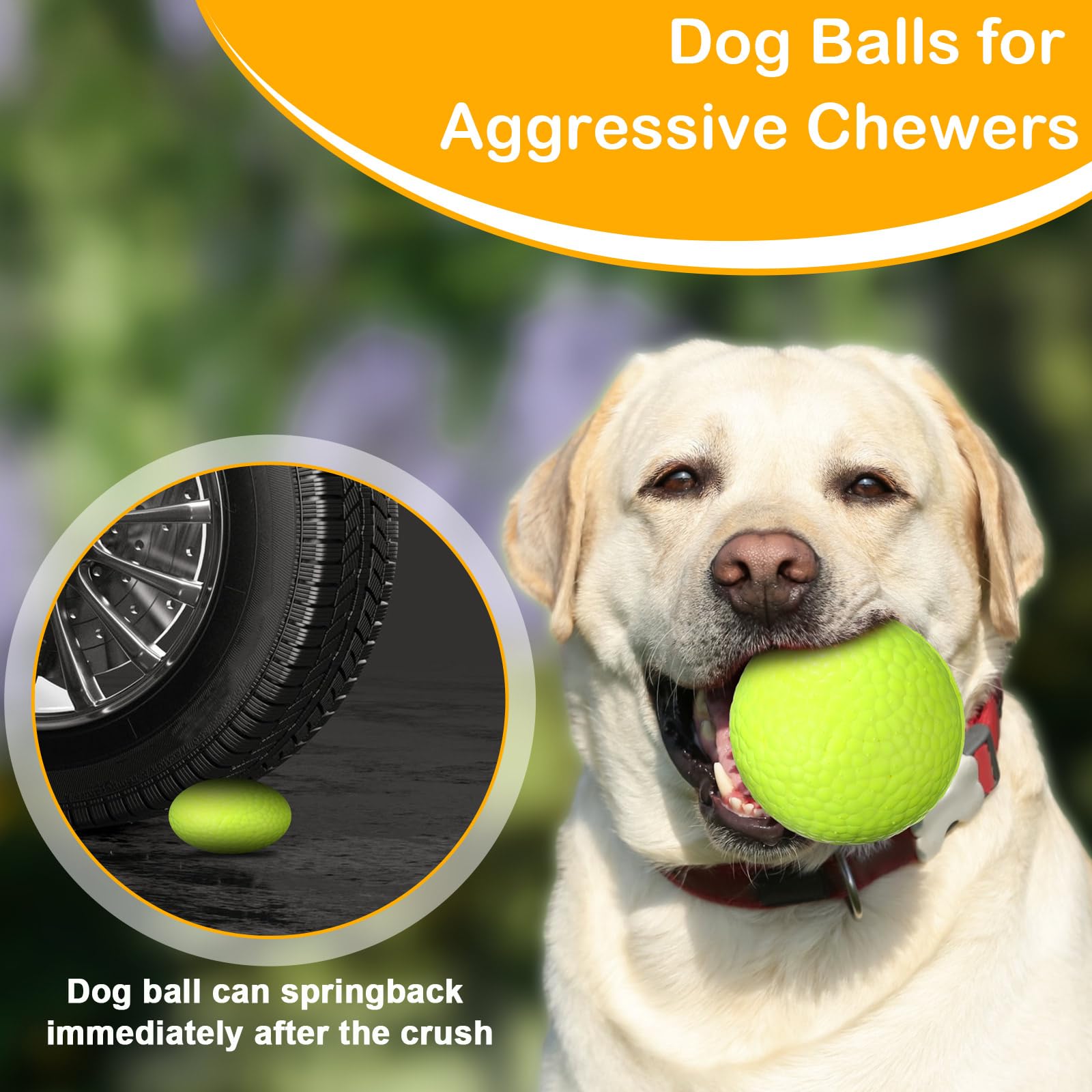 Jenaai 12 Pcs Dog Balls For Aggressive Chewers Tennis Ball 2.9 Inch Indestructible Durable Bouncy Floating Toys Interactive Dog