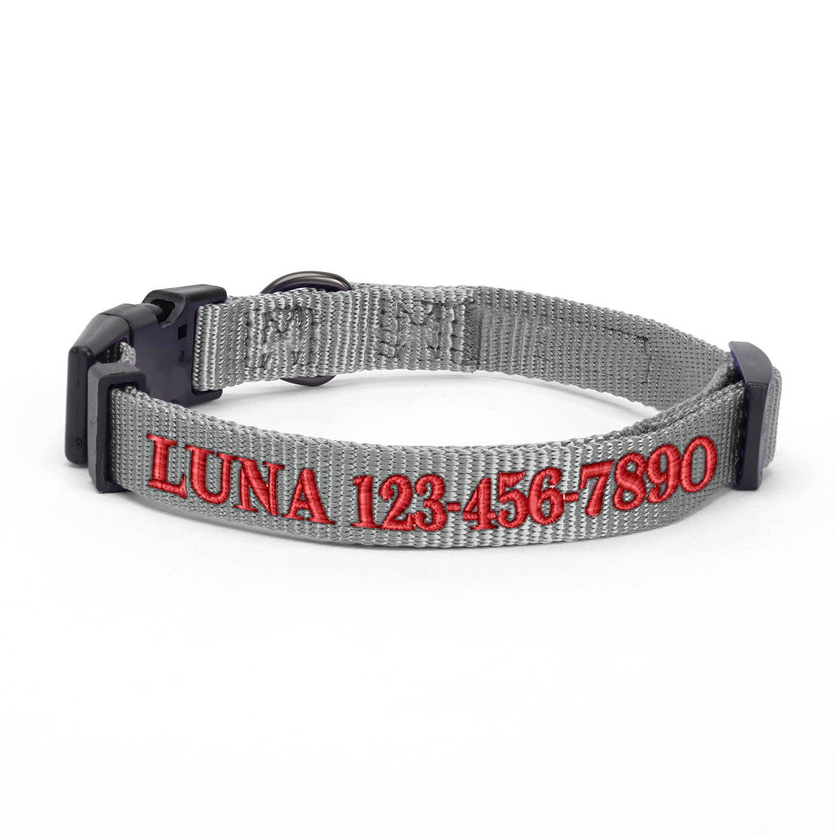 Pawtitas Personalized Customizable Dog Collar Puppy Collar Embroidered Customize W Pet Name & Phone Number Collars L Size Large Grey Custom Engraved Names