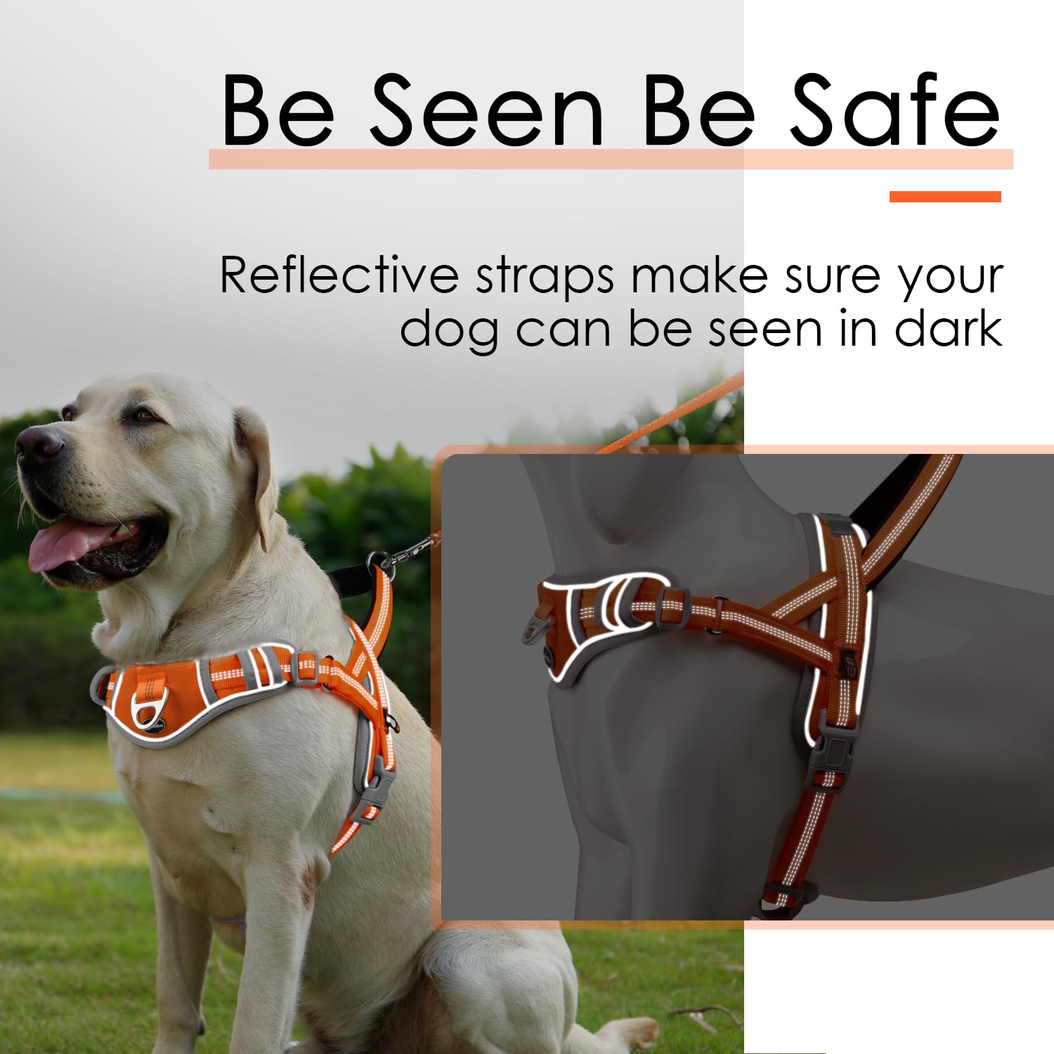 Adventuremore Dog Harness Medium No Pull With Qr Code Dog Tag, Adjustable Reflective Vest, Escape Proof Smart Id Tag With Easy C