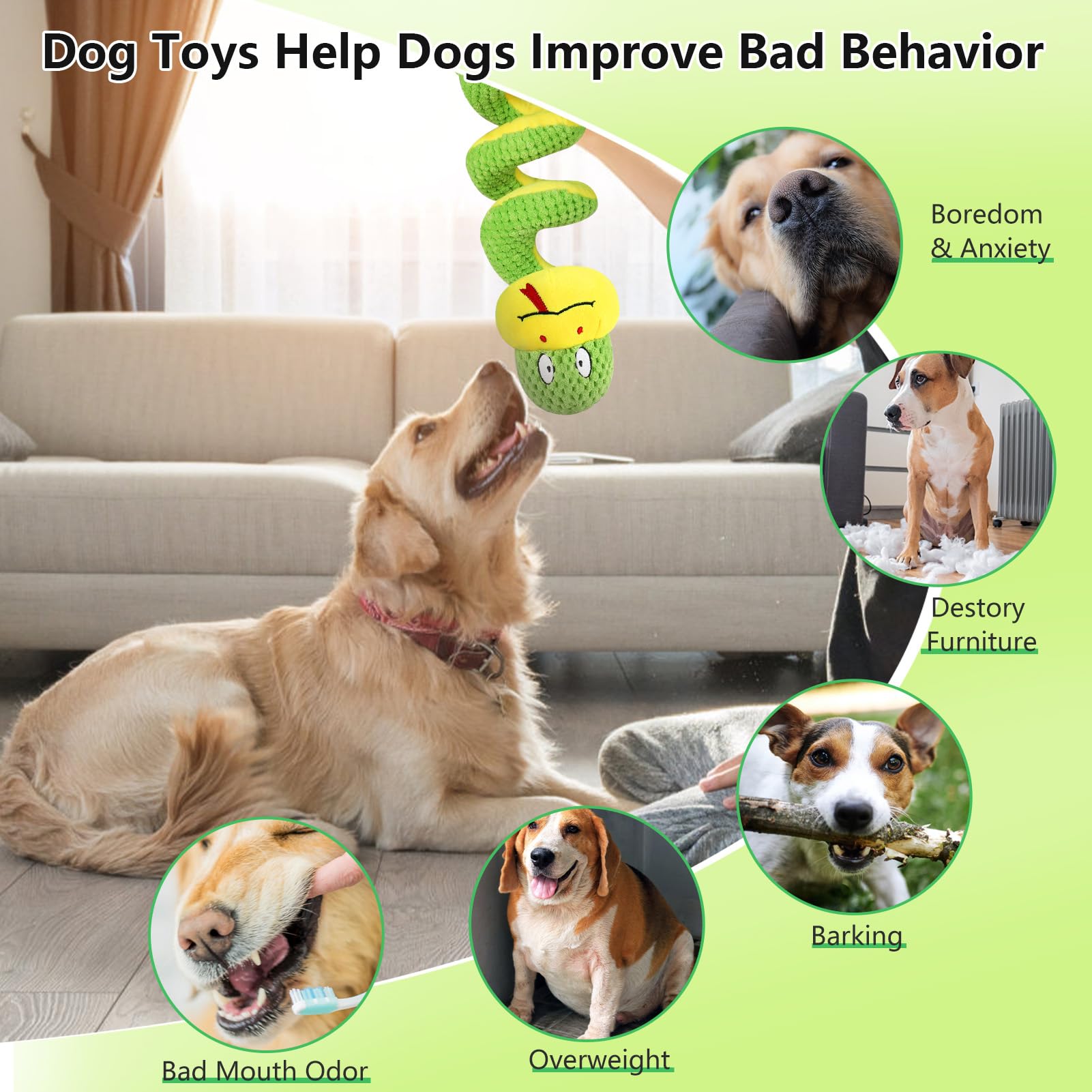 Letsmeet Squeaky Dog Toys For Large Dogs, Interactive Tug Of War Puppy Toys With Pull Rope, Stuffed Pet Dog Toys With Soft Fabri