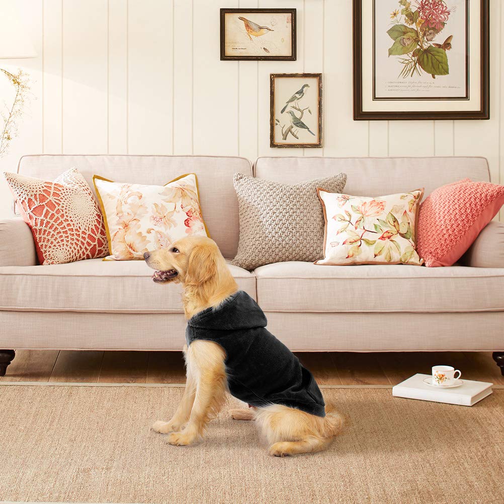 Expawlorer Dog Hoodie With Pocket, Polar Fleece Dog Sweatshirt Fall Cold Winter Sleeveless Sweater With Hood, Warm Cozy Pet Clot