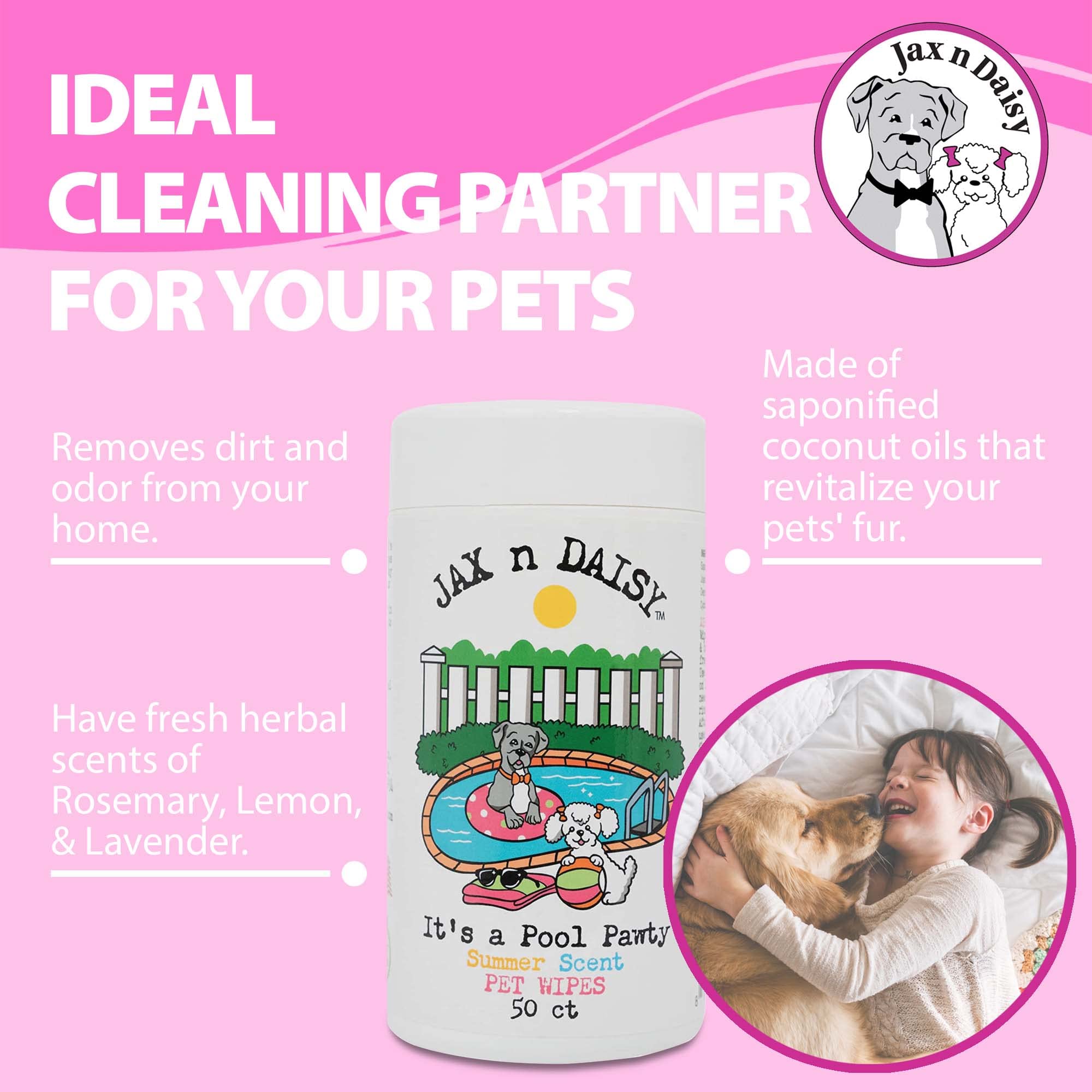 Jax N Daisy Pool Pawty Summer Scent Pet Wipes Cat Dog Wipes Handy Pet Supplies Cleaning Products For Dogs Cats Dog Accessories P
