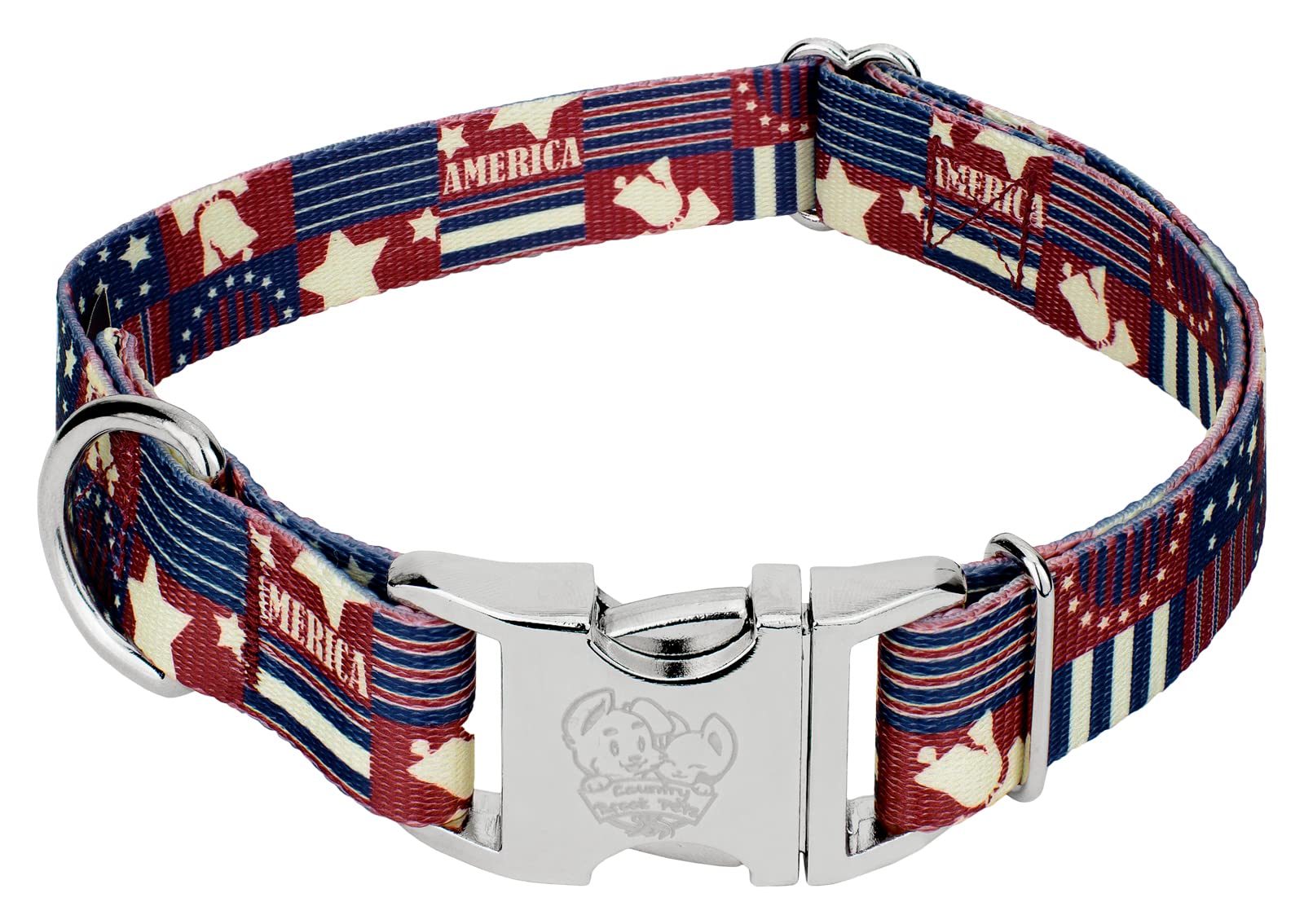 Country Brook Petz - Premium Spirit Of '76 Dog Collar - Americana Collection Featuring Patriotic Designs (1 Inch, Medium)