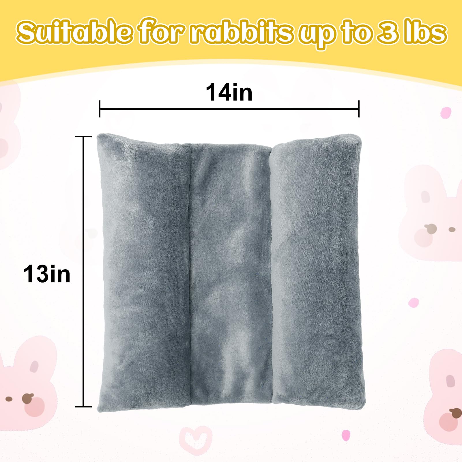Mewtogo 13 X 14In Rabbit Bed, Thickened Soft Bunny Snuggle Concave Bed, Cuddle Cushion Plush Mat With Cotton Lounger Pillows, Sm