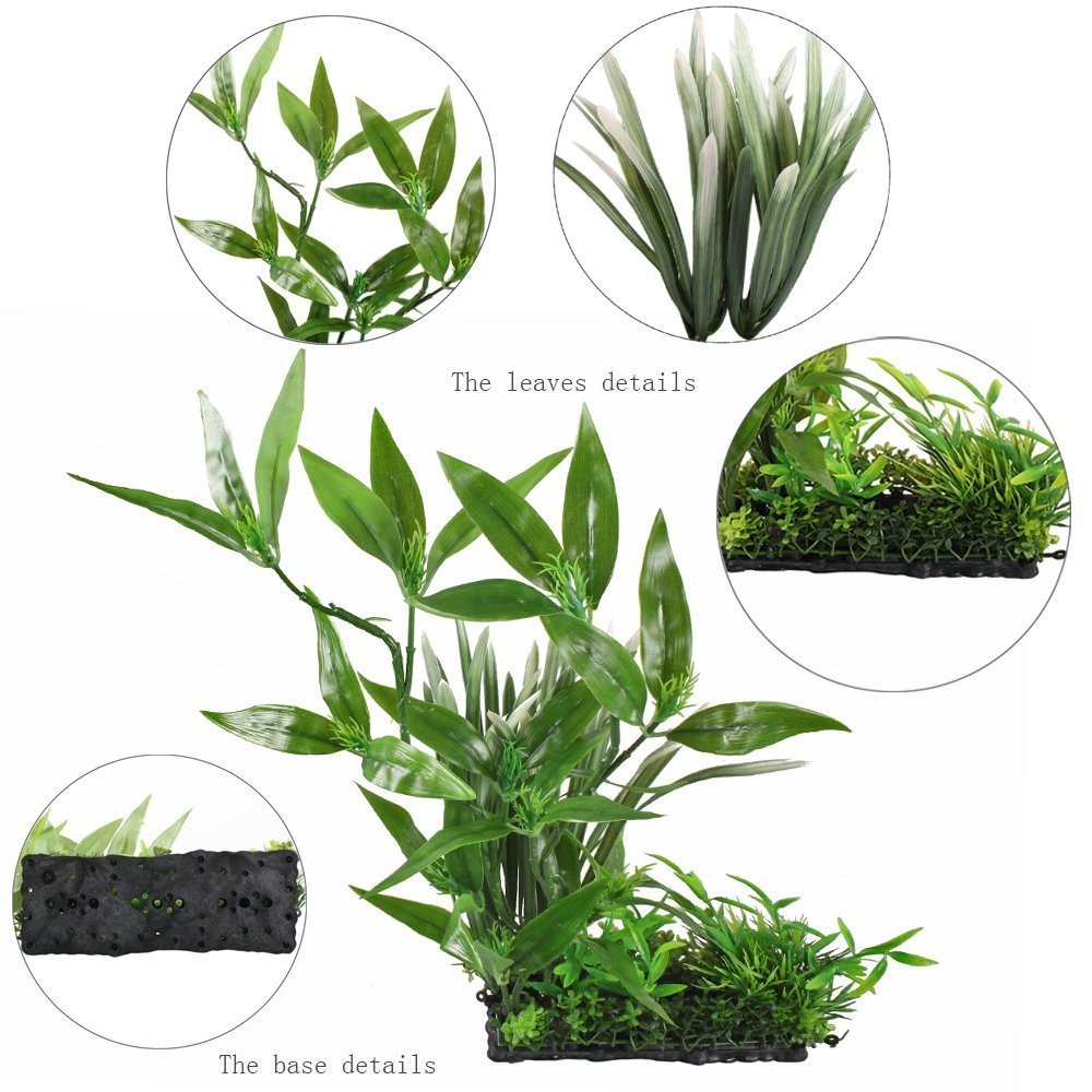 Cnz Aquarium Decor Fish Tank Decoration Ornament Artificial Plastic Plant Green 13' Tall