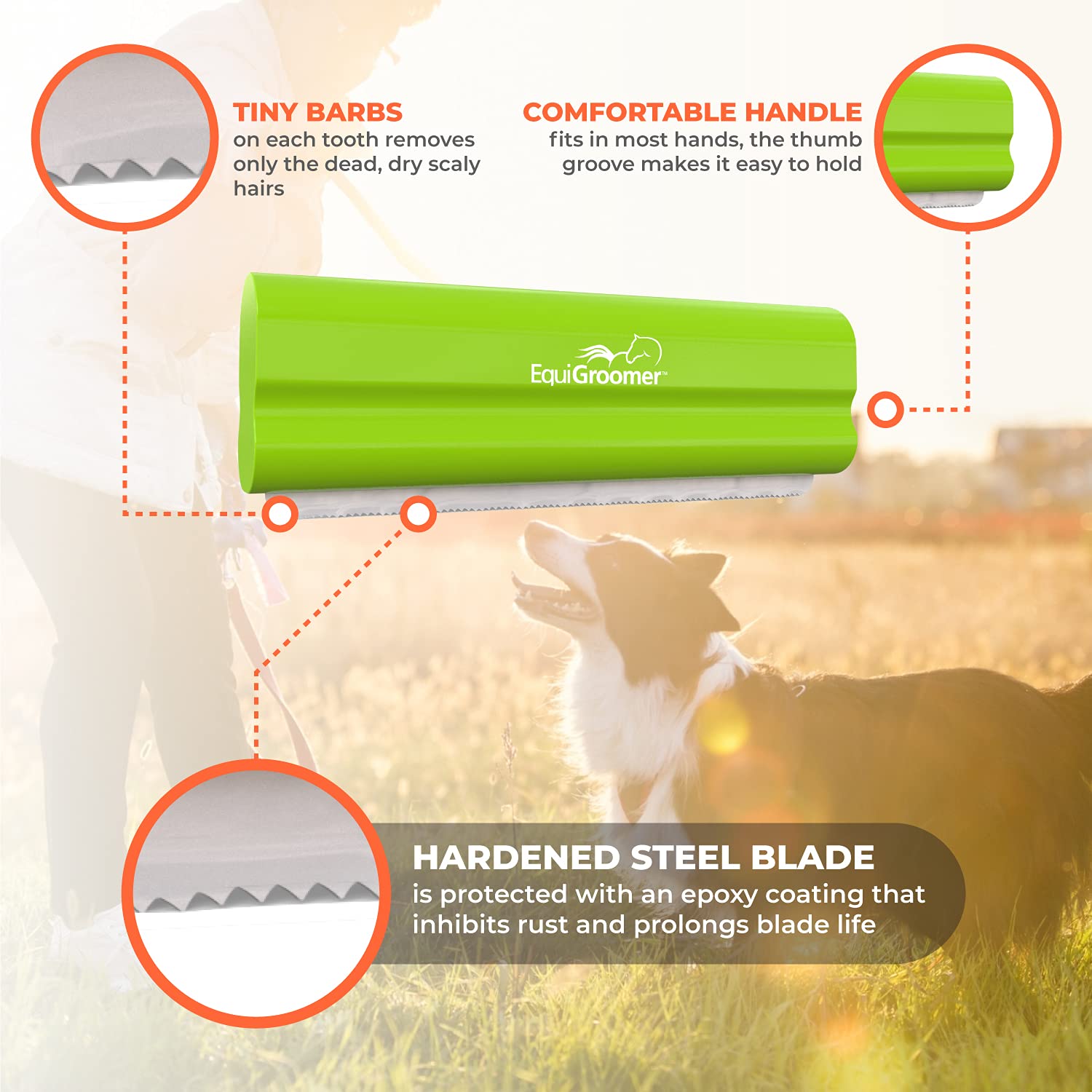 EquiGroomer Deshedding Brush - Lime Green, 5 Tool for Dogs & Cats, Removes Loose Fur & Dirt, Ideal for All Coat Types