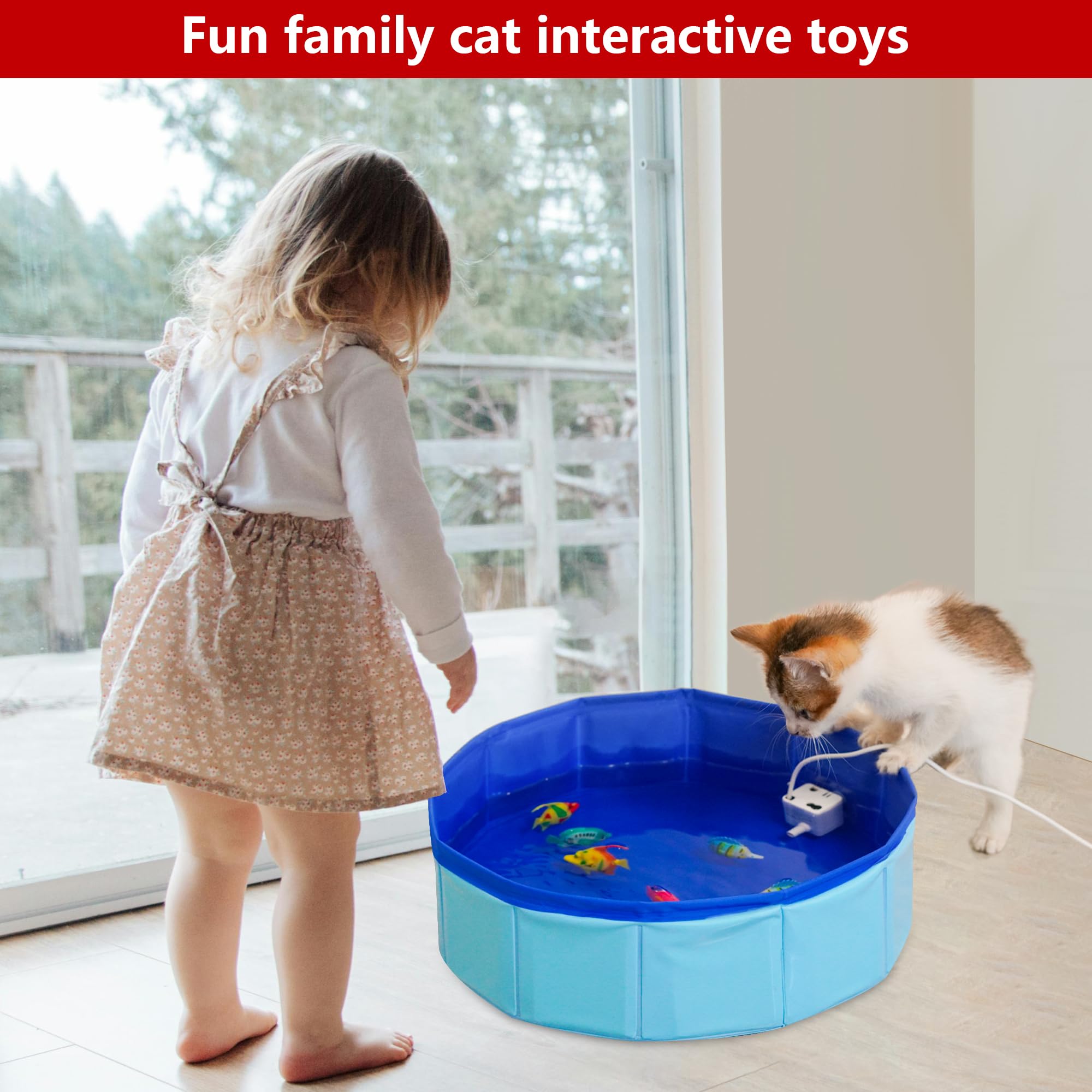 YeulYuuri Cat Pool Interactive Toys, cat Toy Fish, cat and Pool Fish Toys, Red