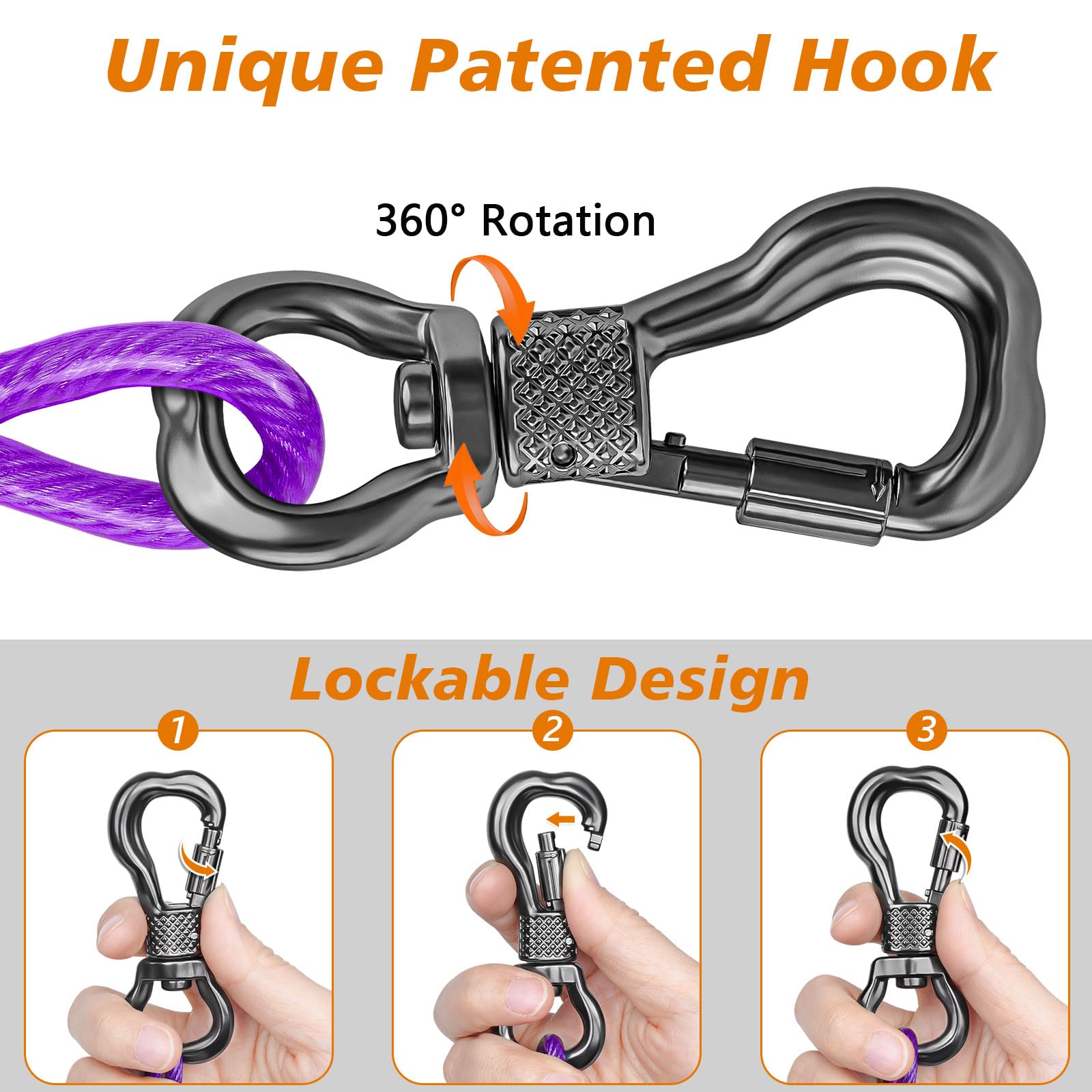 Xiaz Dog Tie Out Cable 50 Feet, Dog Runner For Yard Steel Wire Pet Cable Tether Line, Dogs Chains Heavy Duty For Outside Hold La